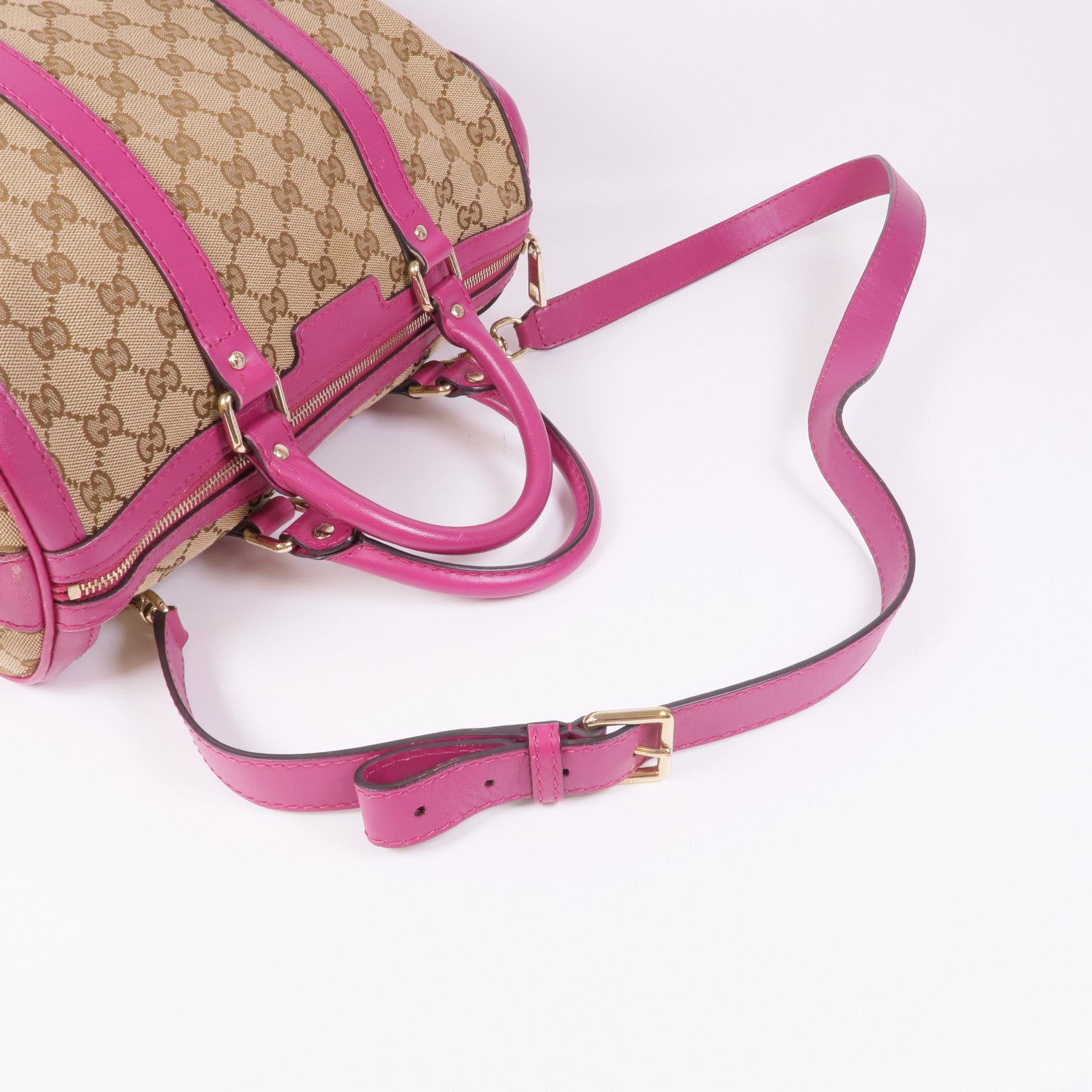 GUCCI 帆布2 Way Boston金扣手挽肩背兩用袋