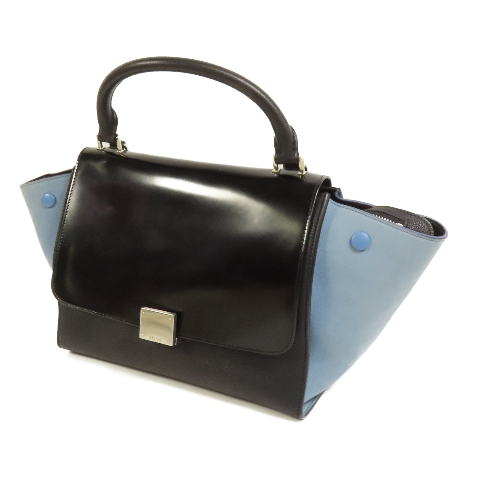 CELINE 牛皮皮革Trapeze銀扣手挽肩背兩用袋