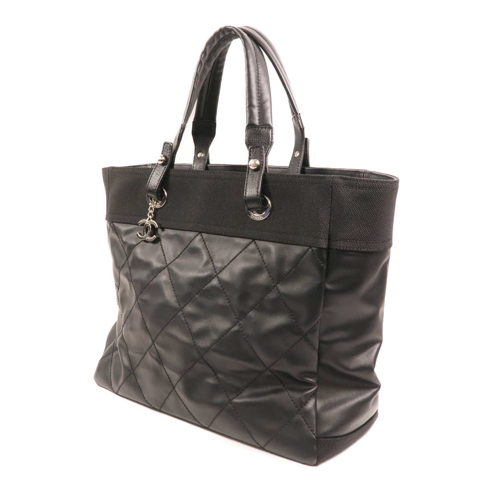CHANEL 尼龍/帆布Tote Bag銀扣手挽袋