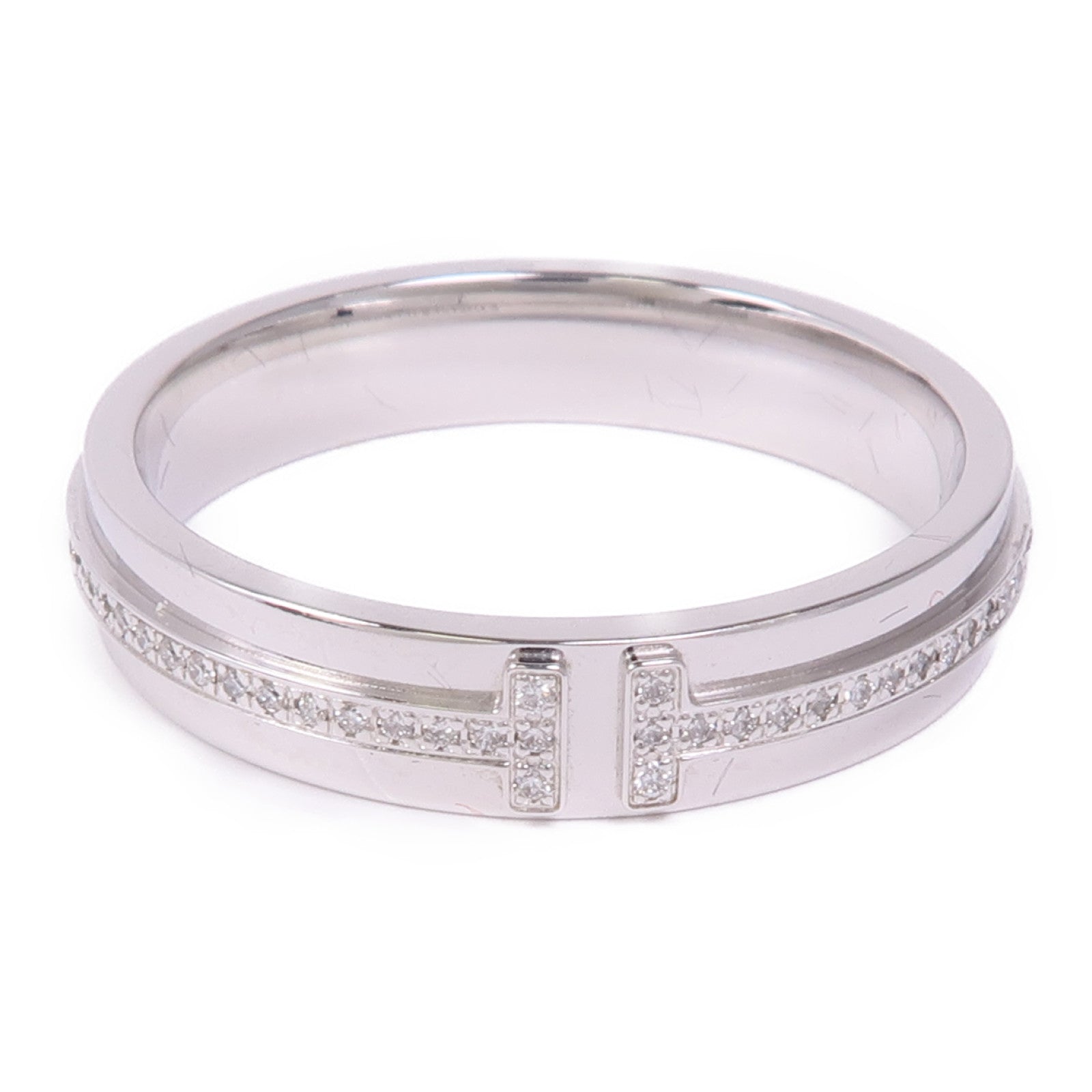 TIFFANY＆CO 【激減優惠】18K白金T Narrow Diamond Ring鑽石戒指US#9.25