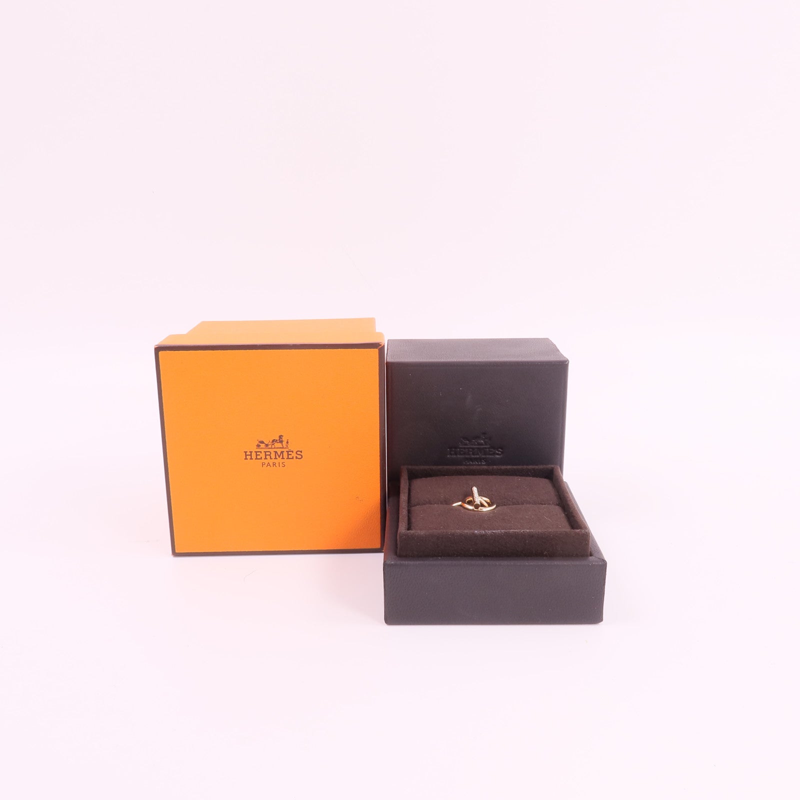 HERMES 18K玫瑰金Echappee Ring鑽石戒指
