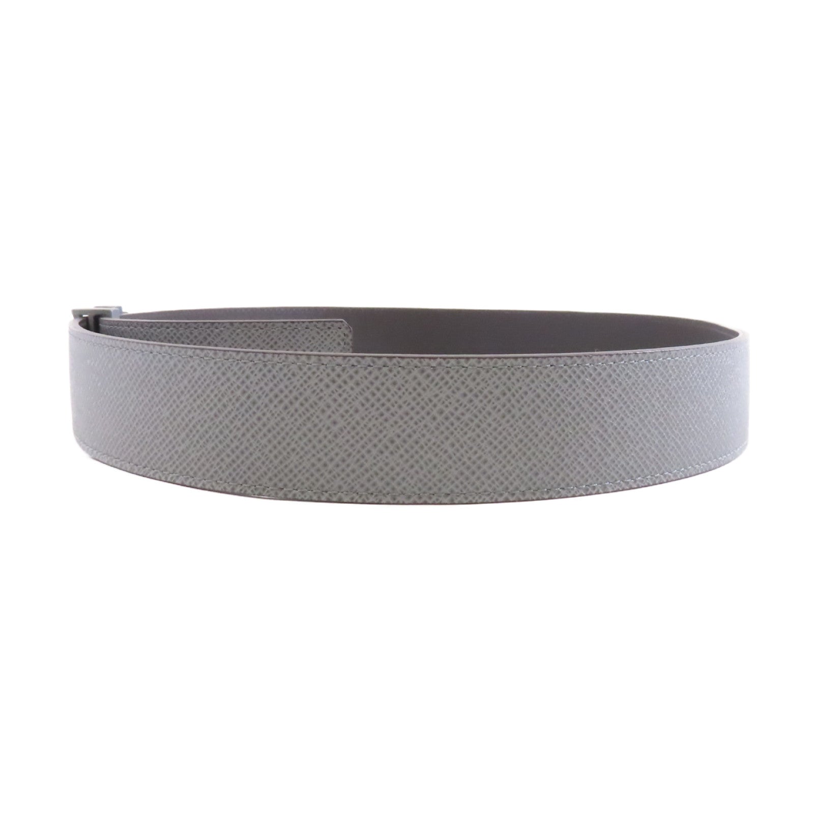 LOUIS VUITTON Taiga Belt 85cm 銀扣灰色