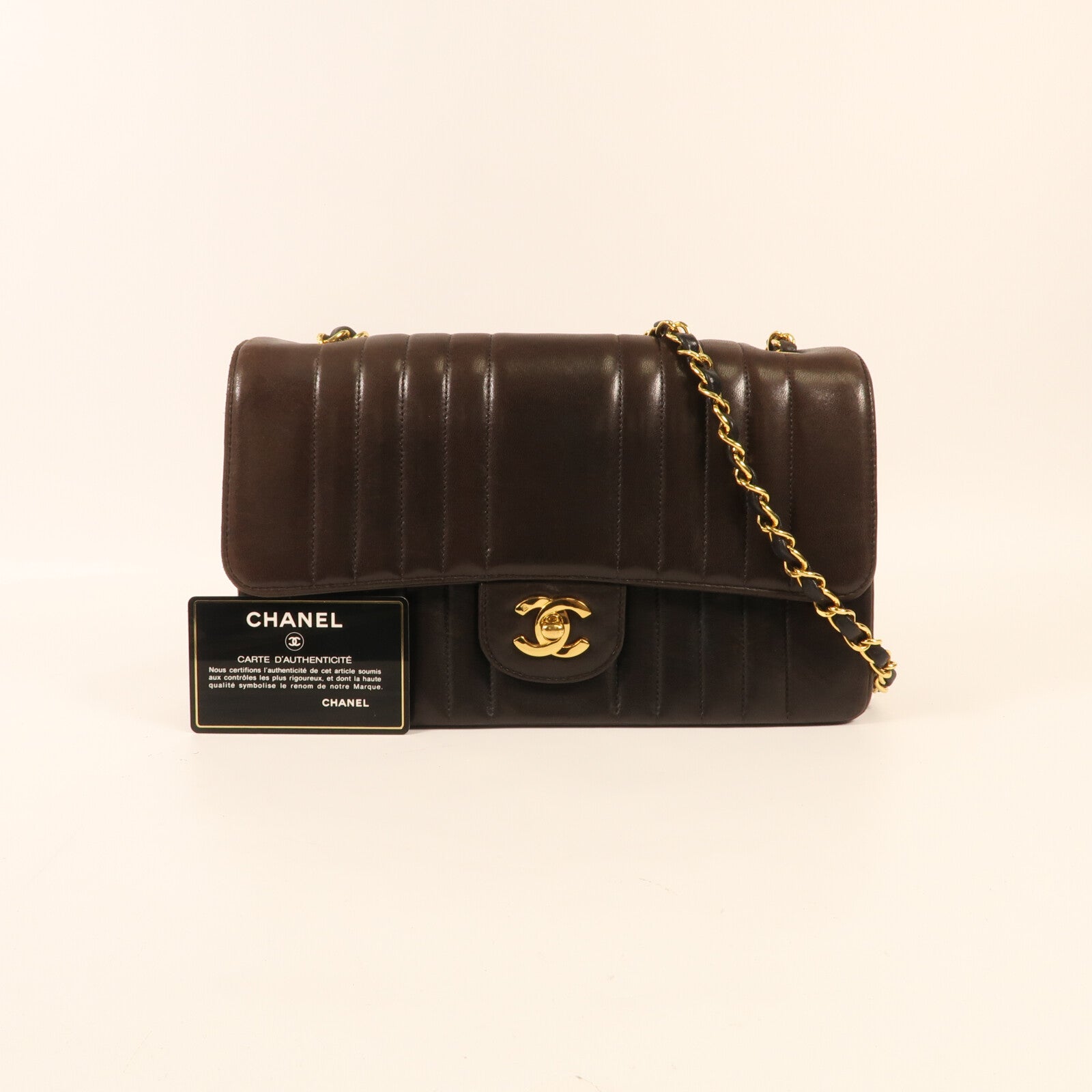 CHANEL 牛皮皮革Chain Shoulder金扣鏈帶肩背袋