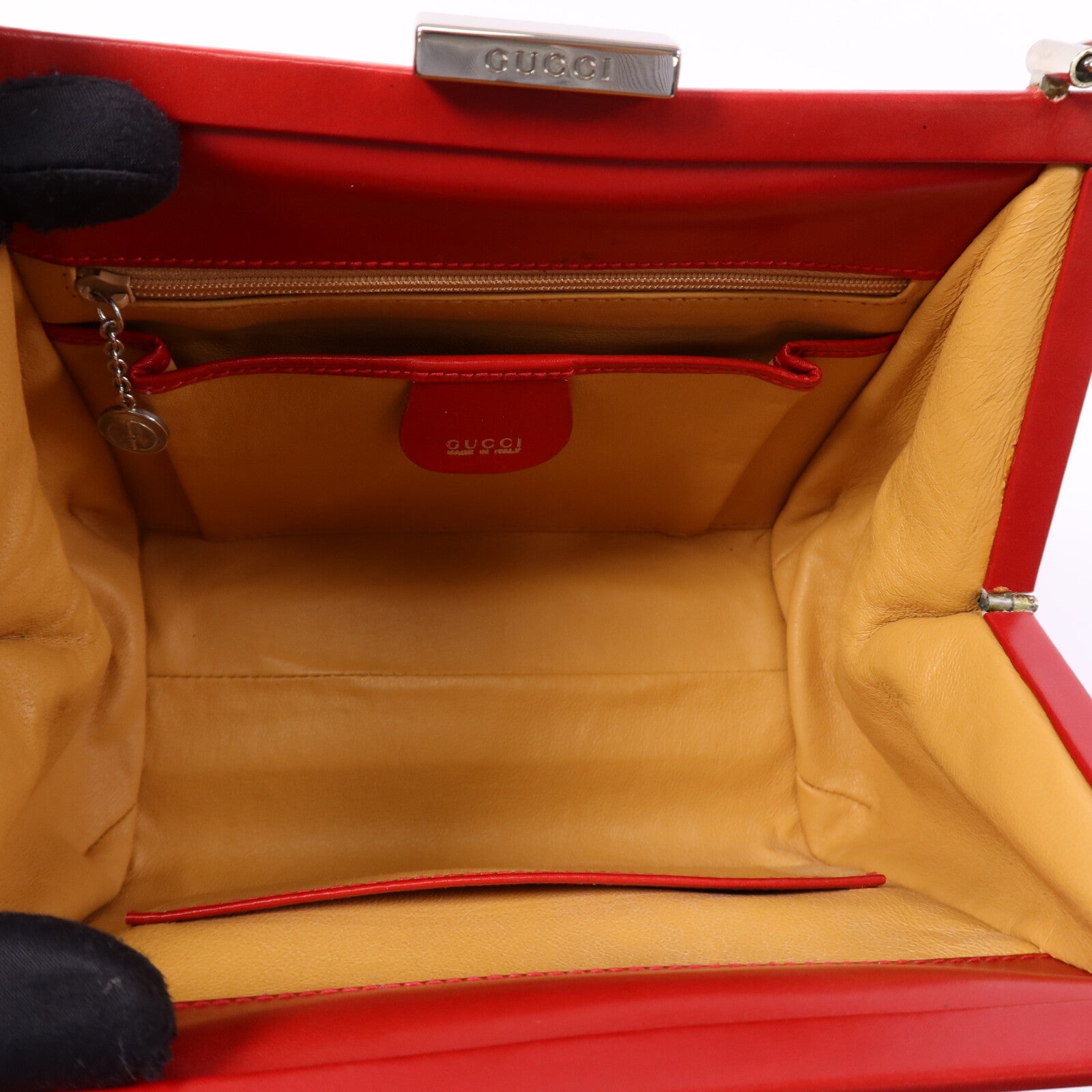 GUCCI 牛皮皮革Vintage Hand Bag銀扣手挽袋