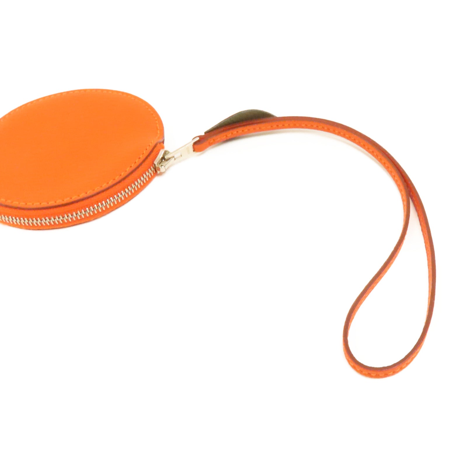 HERMES Chevre皮革Tutti Frutti銀扣零錢包Orange/橙色