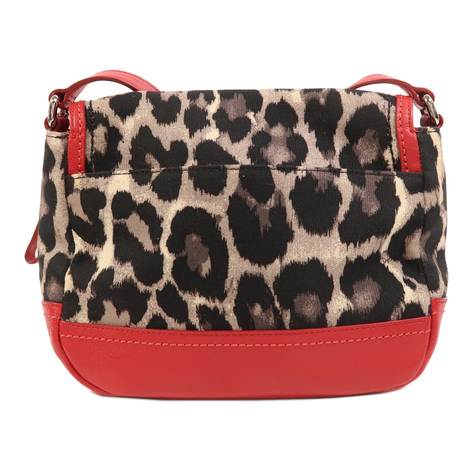 COACH 帆布/牛皮皮革Shoulder Bag銀扣肩背袋