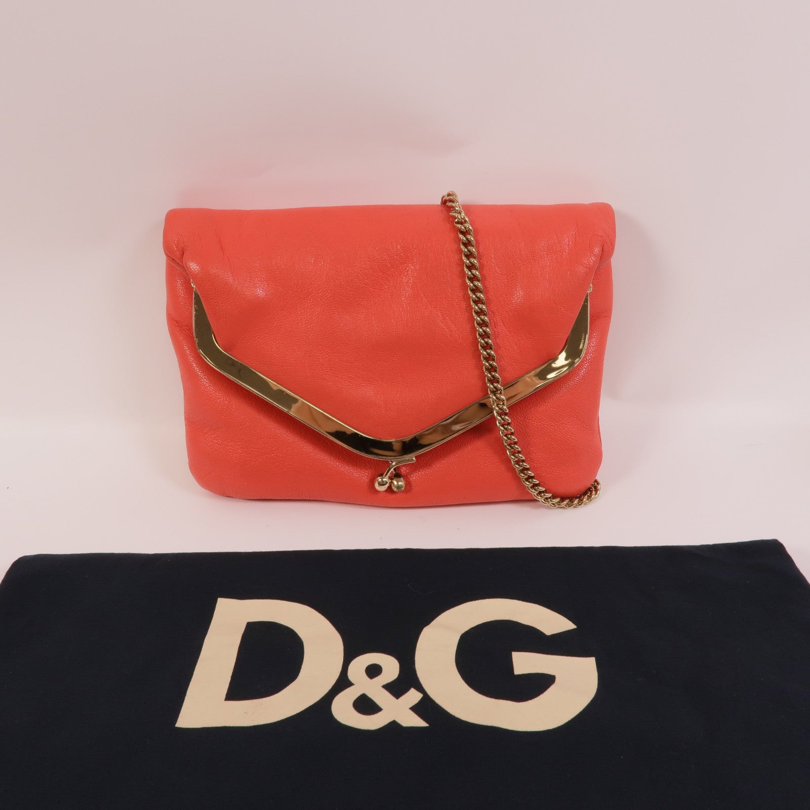 D&G 牛皮皮革Chain Shoulder肩背袋