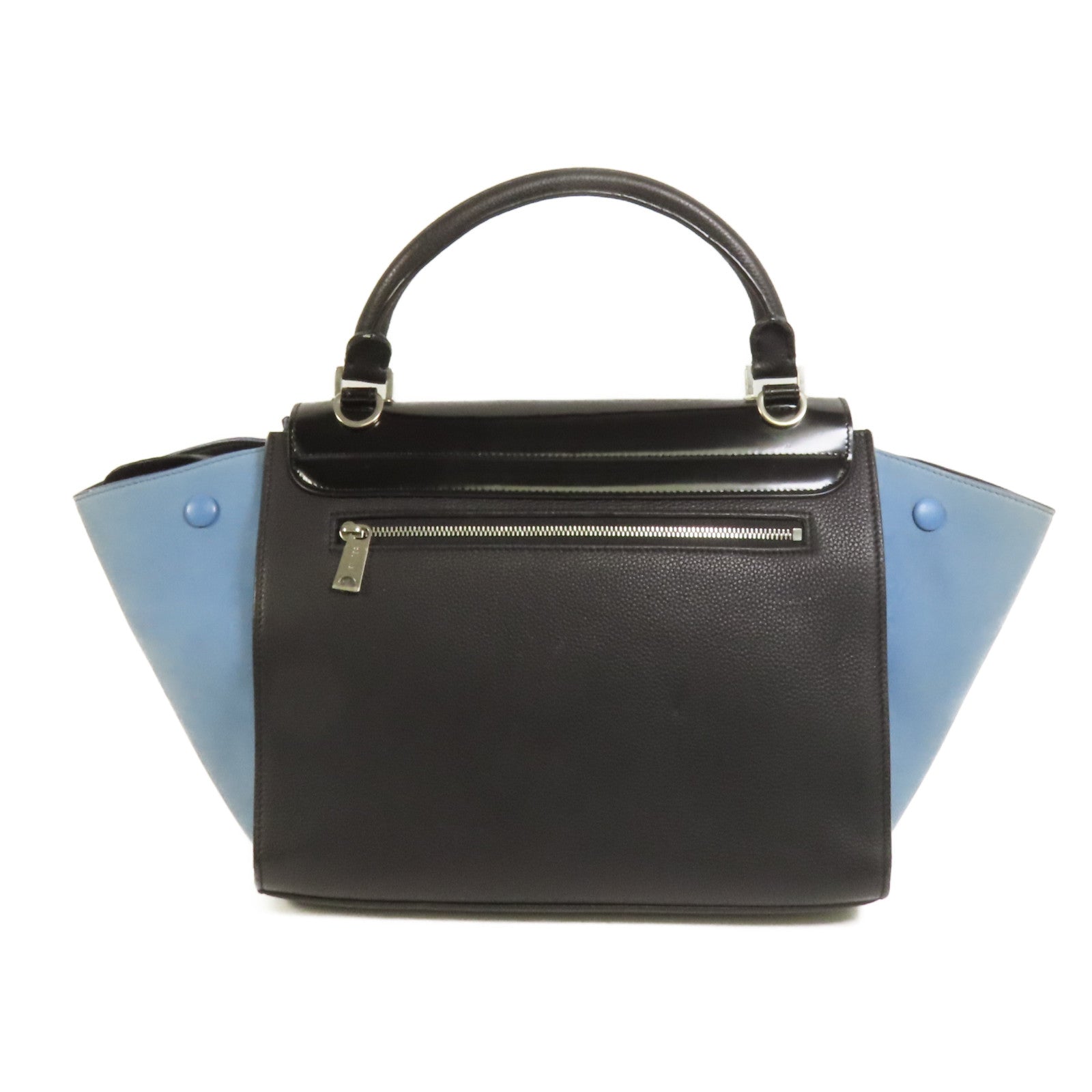 CELINE 牛皮皮革Trapeze銀扣手挽肩背兩用袋