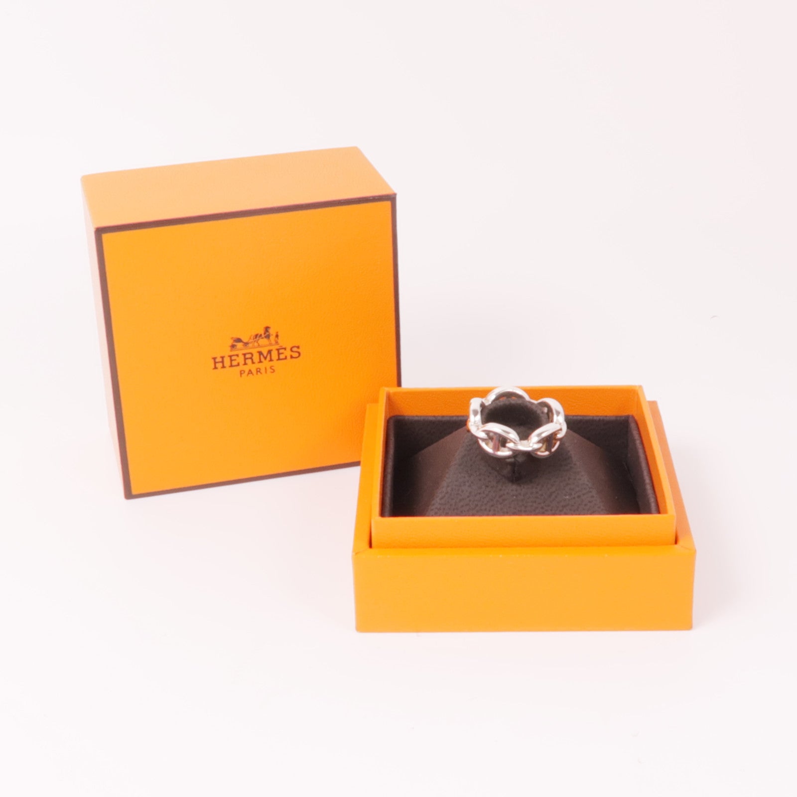 HERMES 925純銀Chaine d'ancre Enchainee Ring戒指US#4.5