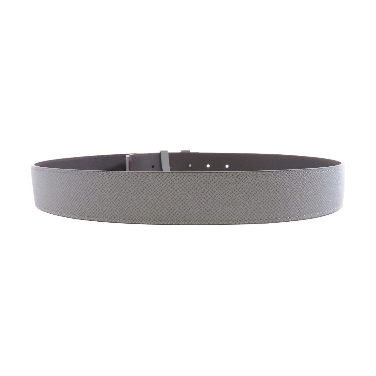 LOUIS VUITTON Taiga Belt 85cm 銀扣灰色