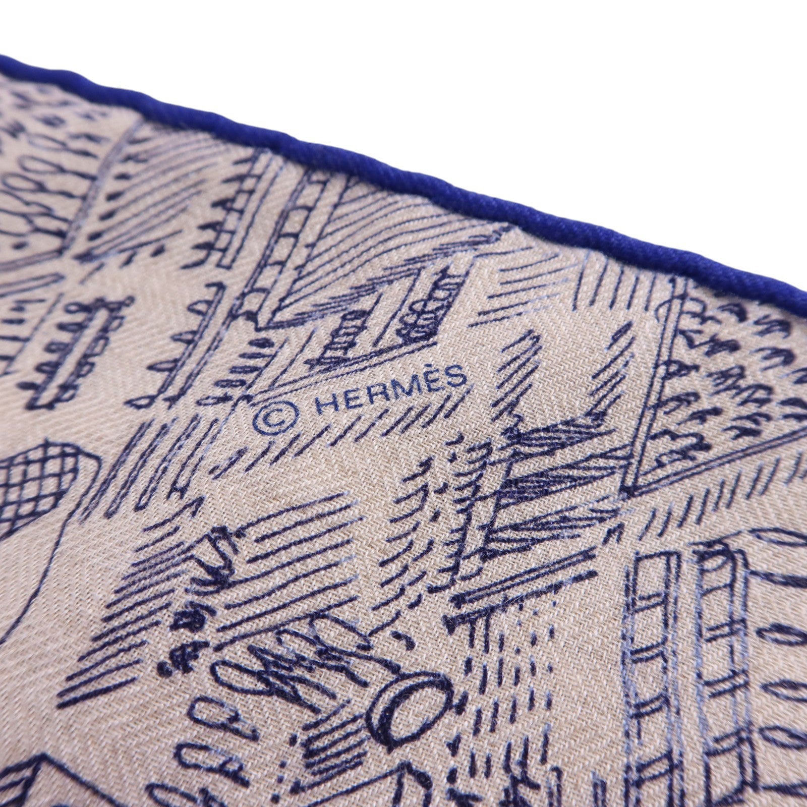 HERMES 羊絨/絲質Mors A Jouets Bandana Shawl 140x140絲巾