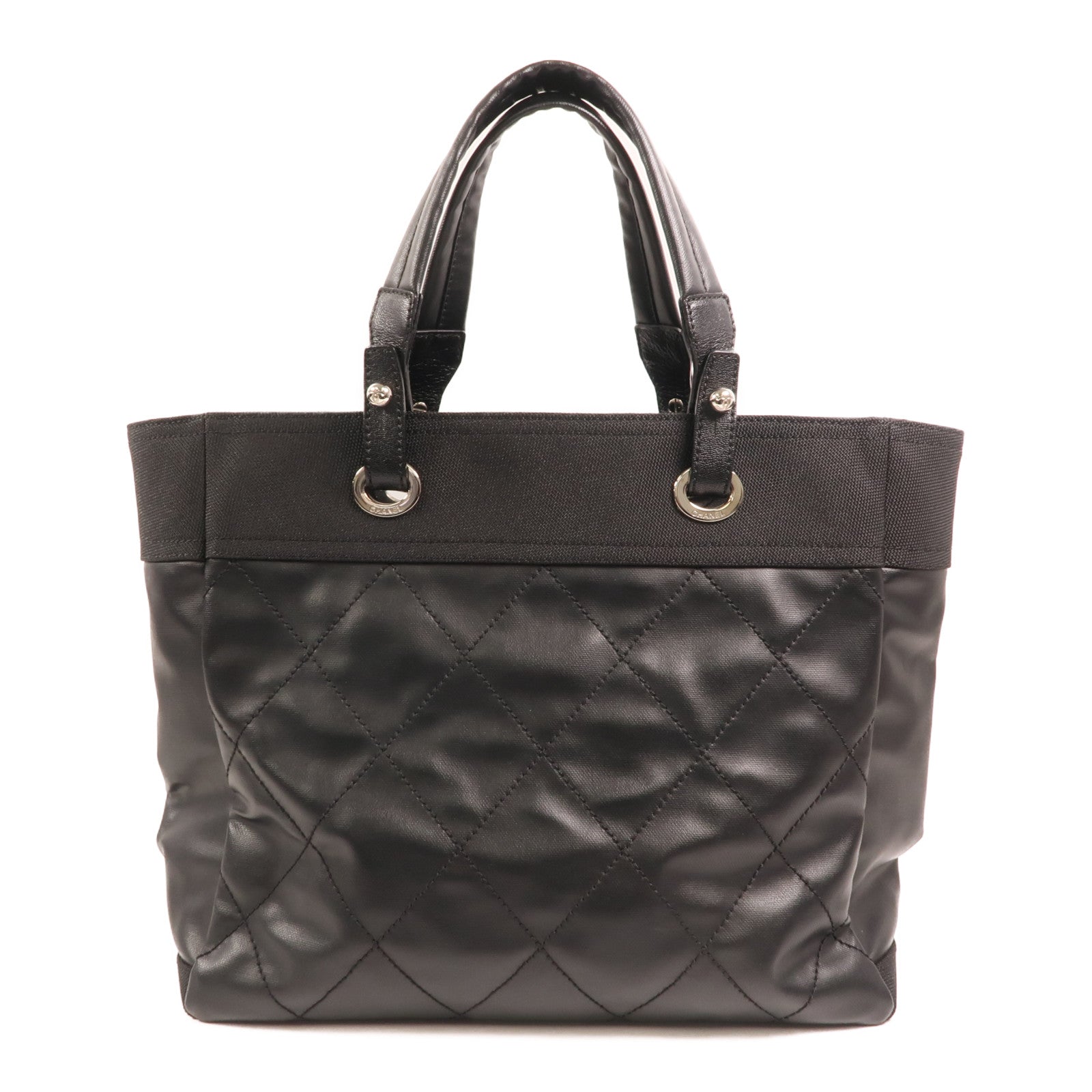 CHANEL 尼龍/帆布Tote Bag銀扣手挽袋