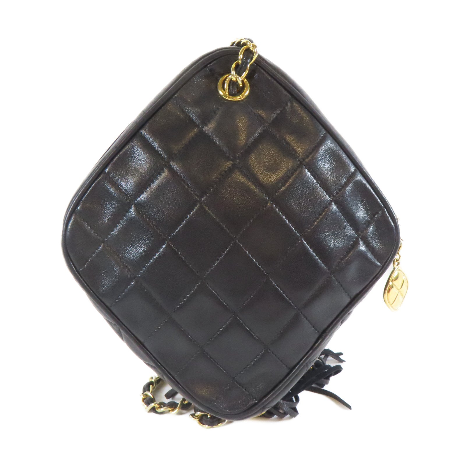CHANEL 【激減優惠】菱格羊皮皮革Vintage Chain Shoulder金扣鏈帶肩背袋黑色