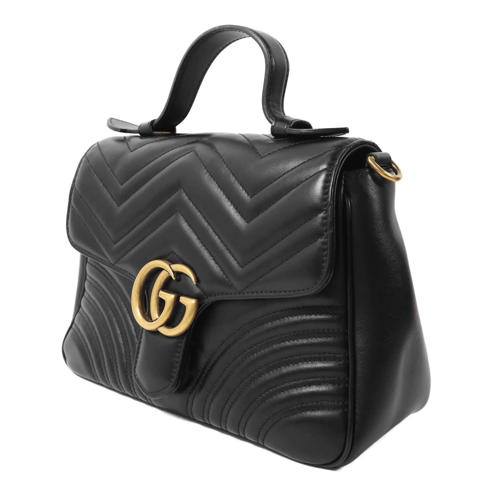 GUCCI 牛皮皮革GG Marmont鏈帶手挽肩背兩用袋