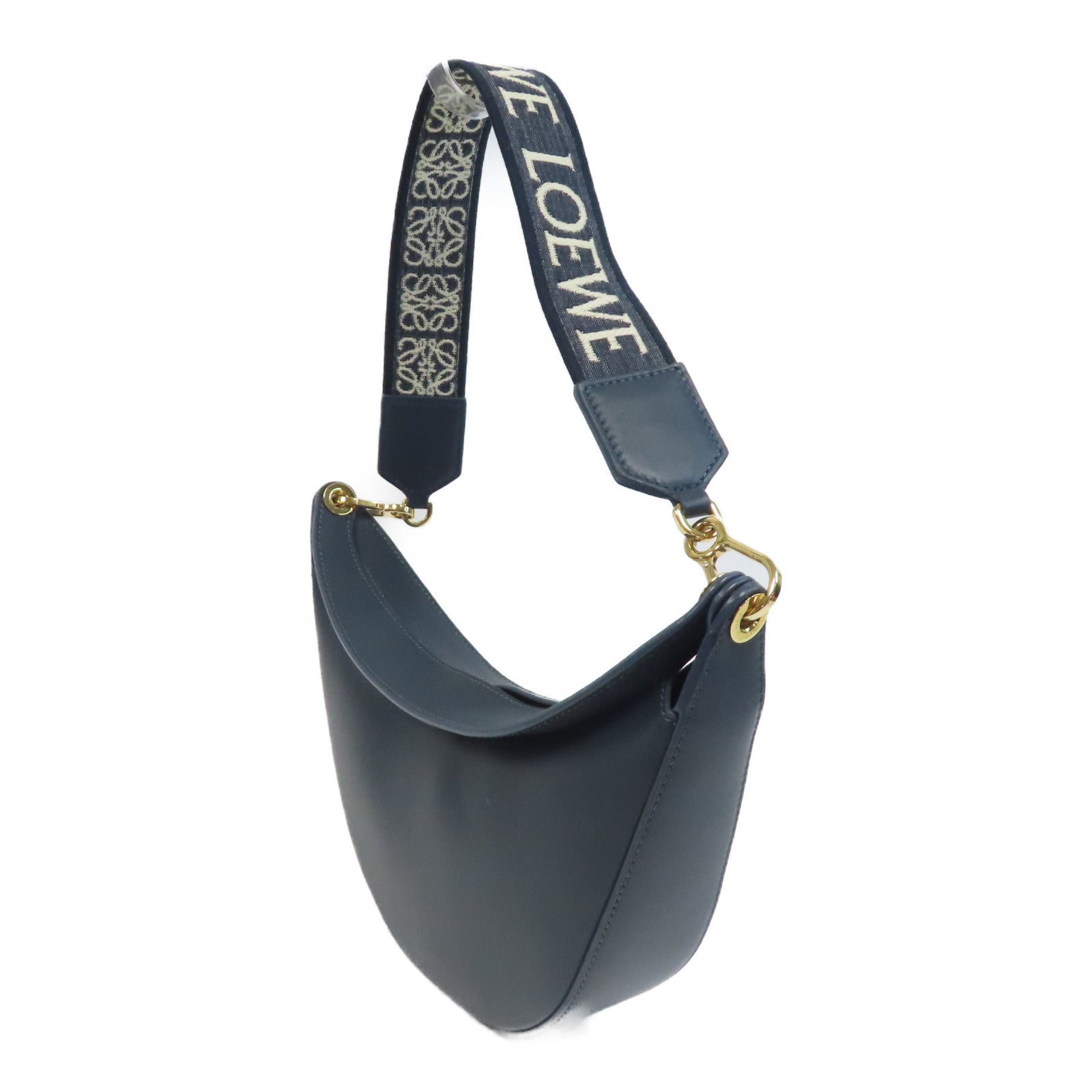 LOEWE 【激減優惠】牛皮皮革Luna金扣肩背袋藍色