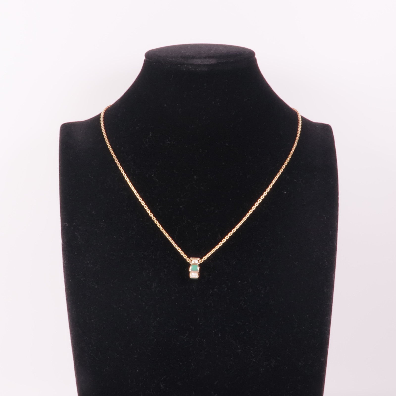 BVLGARI 18K玫瑰金Serpenti Viper Necklace孔雀石/鑽石項鍊
