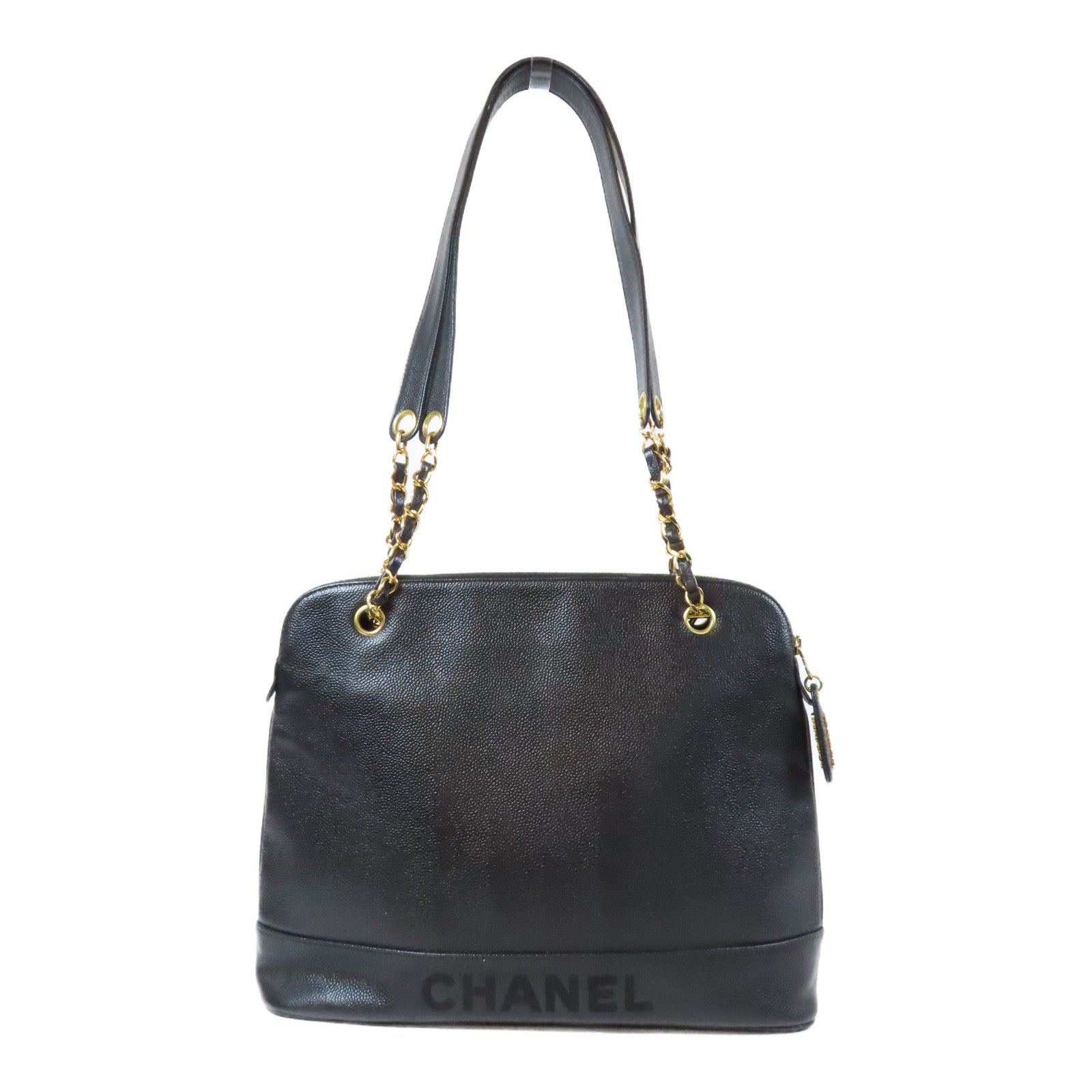 CHANEL 【激減優惠】牛皮皮革Vintage Tote Bag金扣鏈帶肩背袋黑色