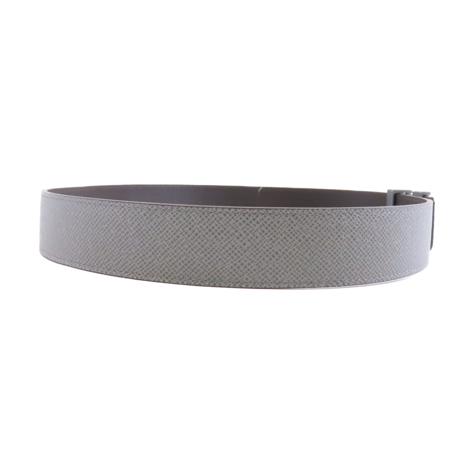 LOUIS VUITTON Taiga Belt 85cm 銀扣灰色