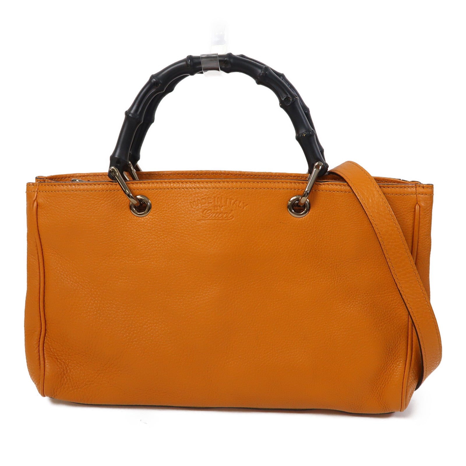 GUCCI 竹製/牛皮皮革2 Way Shoulder銀扣手挽肩背兩用袋橙色 – Brand Off Hong Kong Online Store