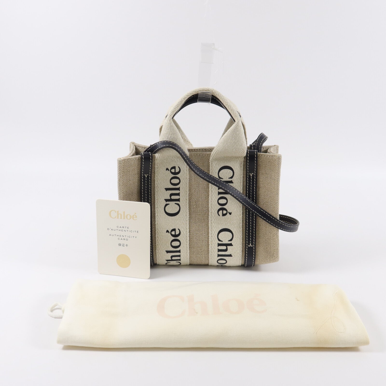 Chloe 帆布Mini Woody手挽肩背兩用袋