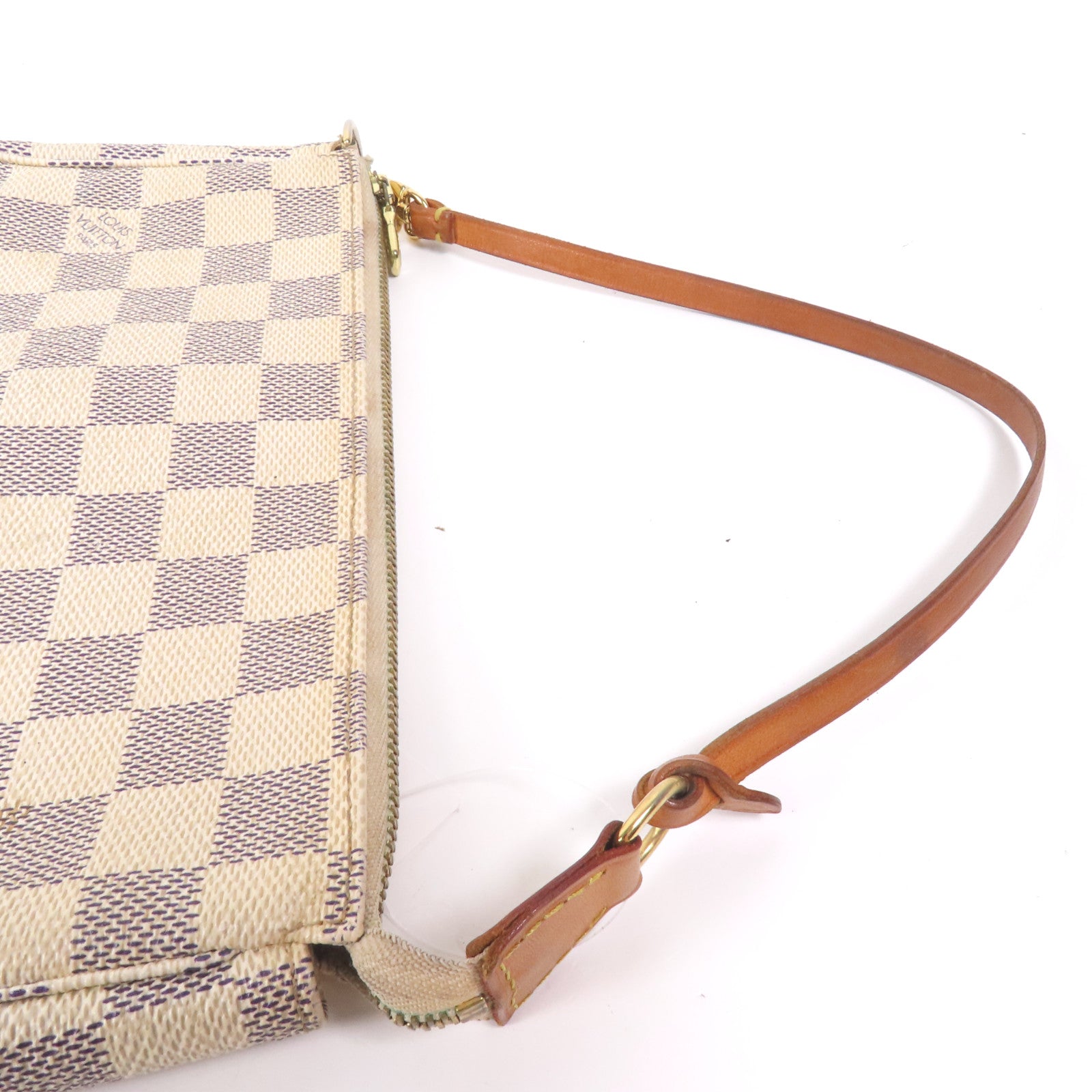 LOUIS VUITTON Damier Azur Pochette Accessories金扣手挽袋