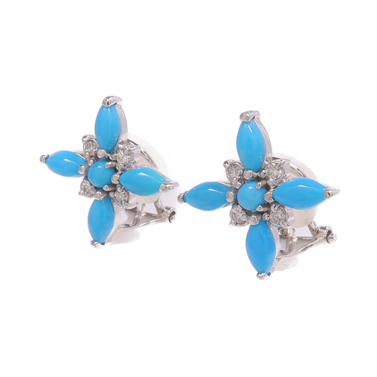 JEWELRY 【激減優惠】18K/14K白金Turquoise Diamond Earrings綠松石/鑽石耳環