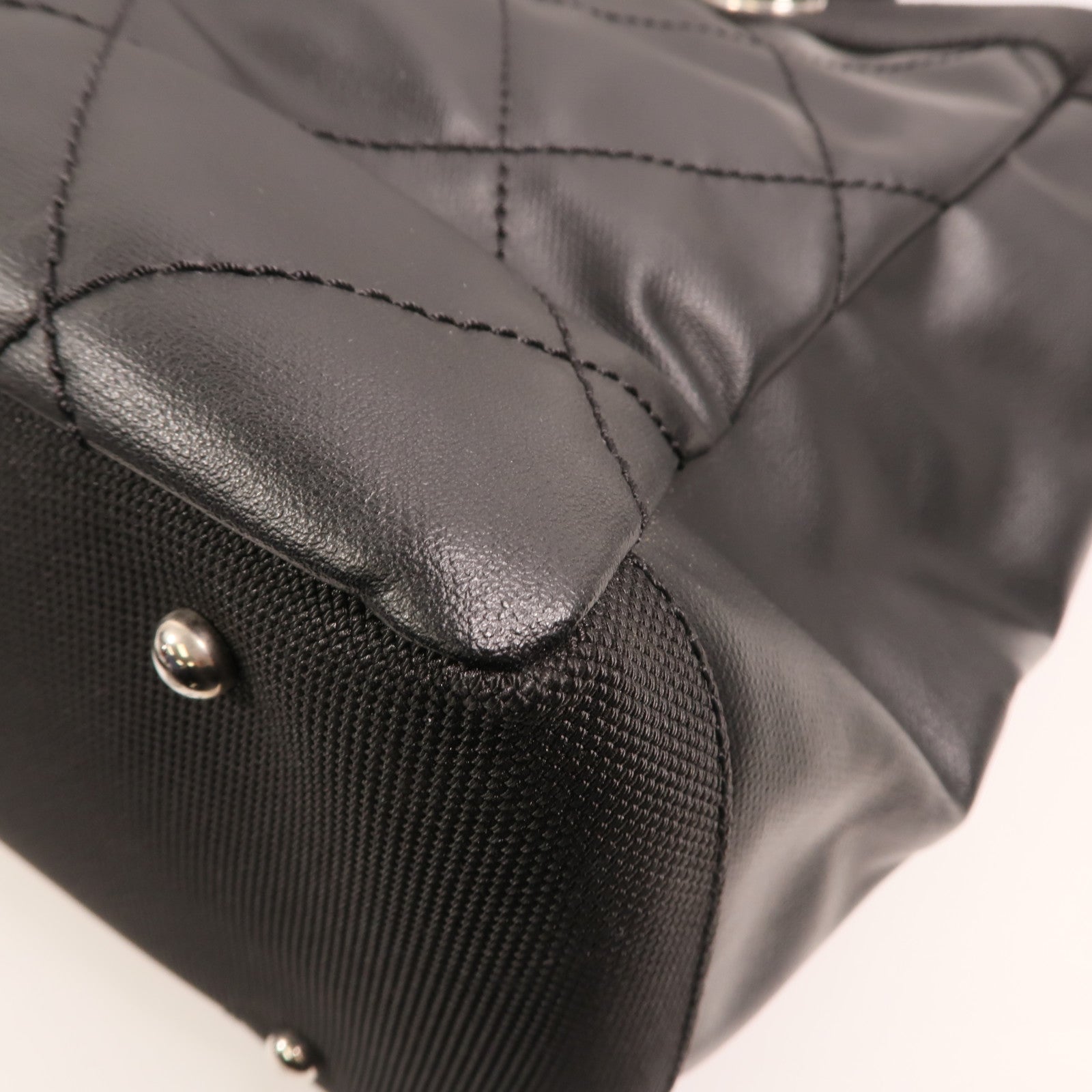 CHANEL 尼龍/帆布Tote Bag銀扣手挽袋