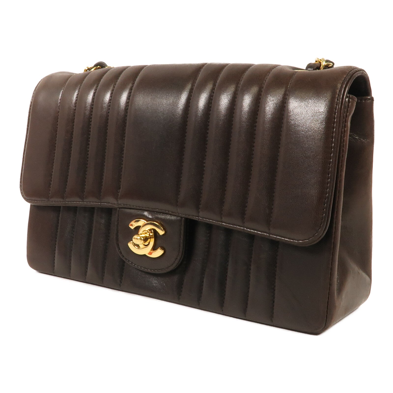 CHANEL 牛皮皮革Chain Shoulder金扣鏈帶肩背袋