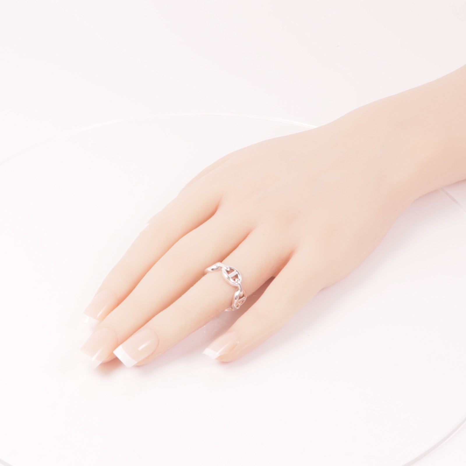 HERMES 925純銀Chaine d'ancre Enchainee Ring戒指US#4.5