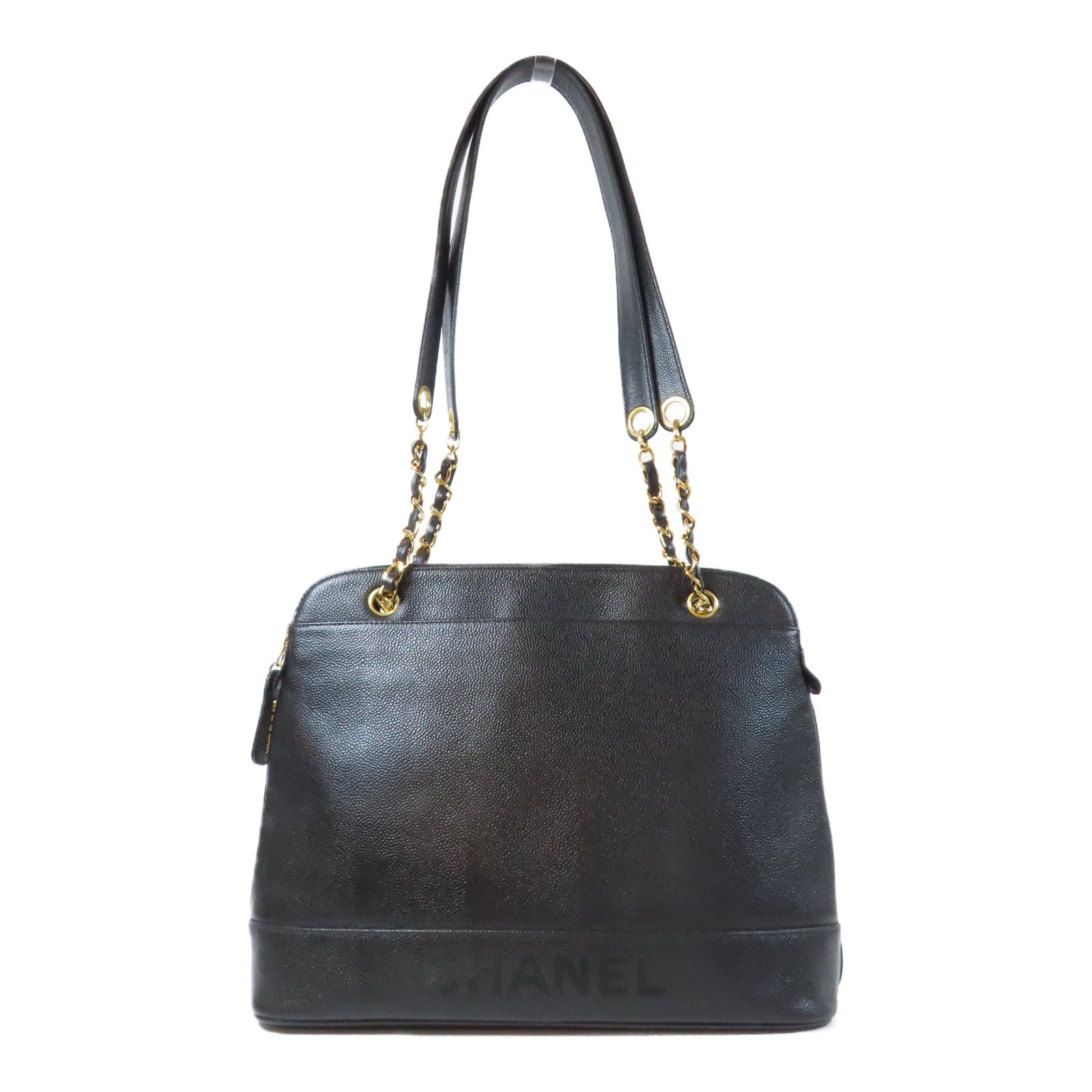 CHANEL 【激減優惠】牛皮皮革Vintage Tote Bag金扣鏈帶肩背袋黑色