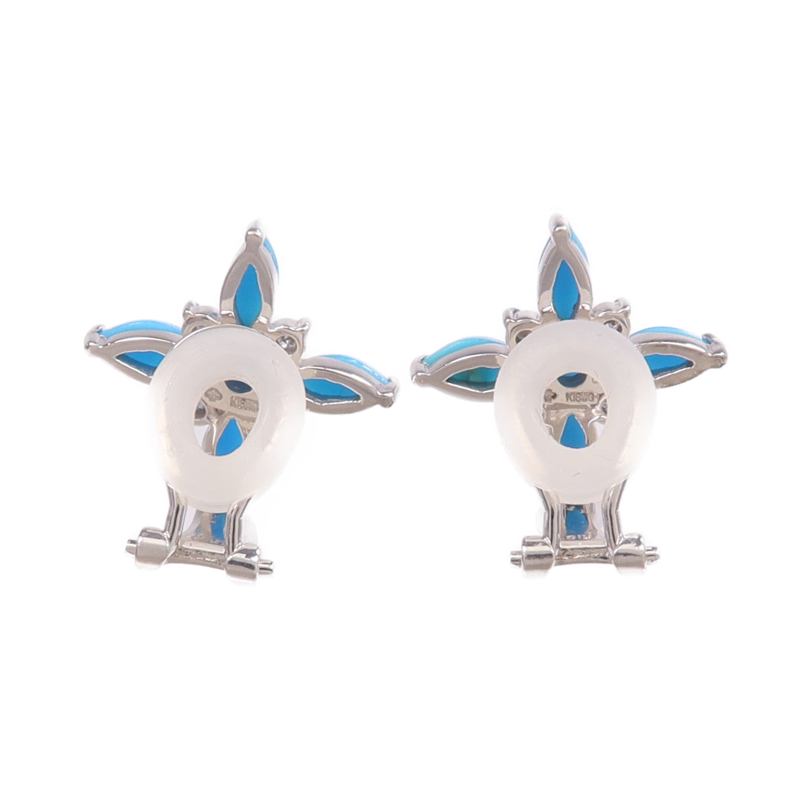 JEWELRY 【激減優惠】18K/14K白金Turquoise Diamond Earrings綠松石/鑽石耳環