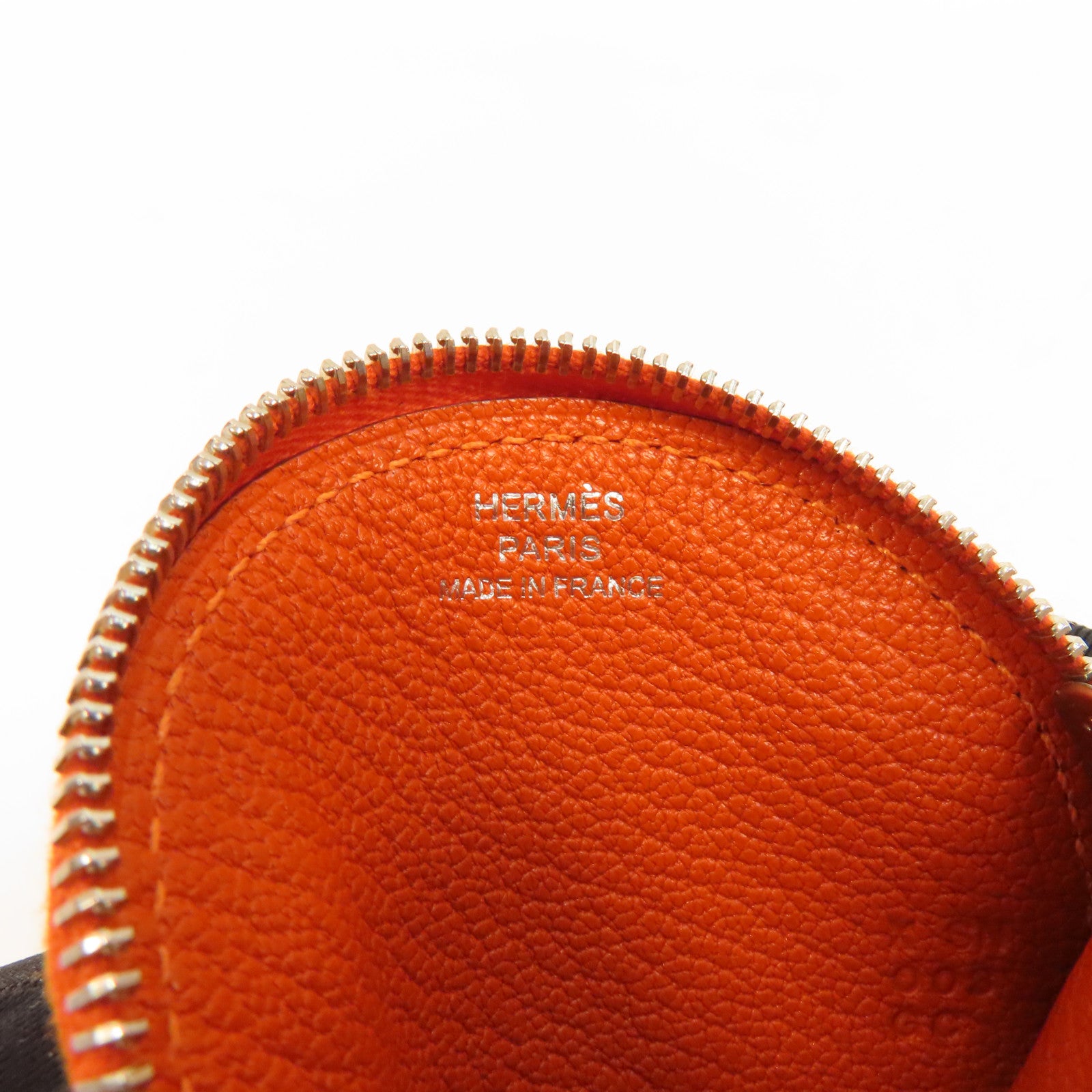 HERMES Chevre皮革Tutti Frutti銀扣零錢包Orange/橙色