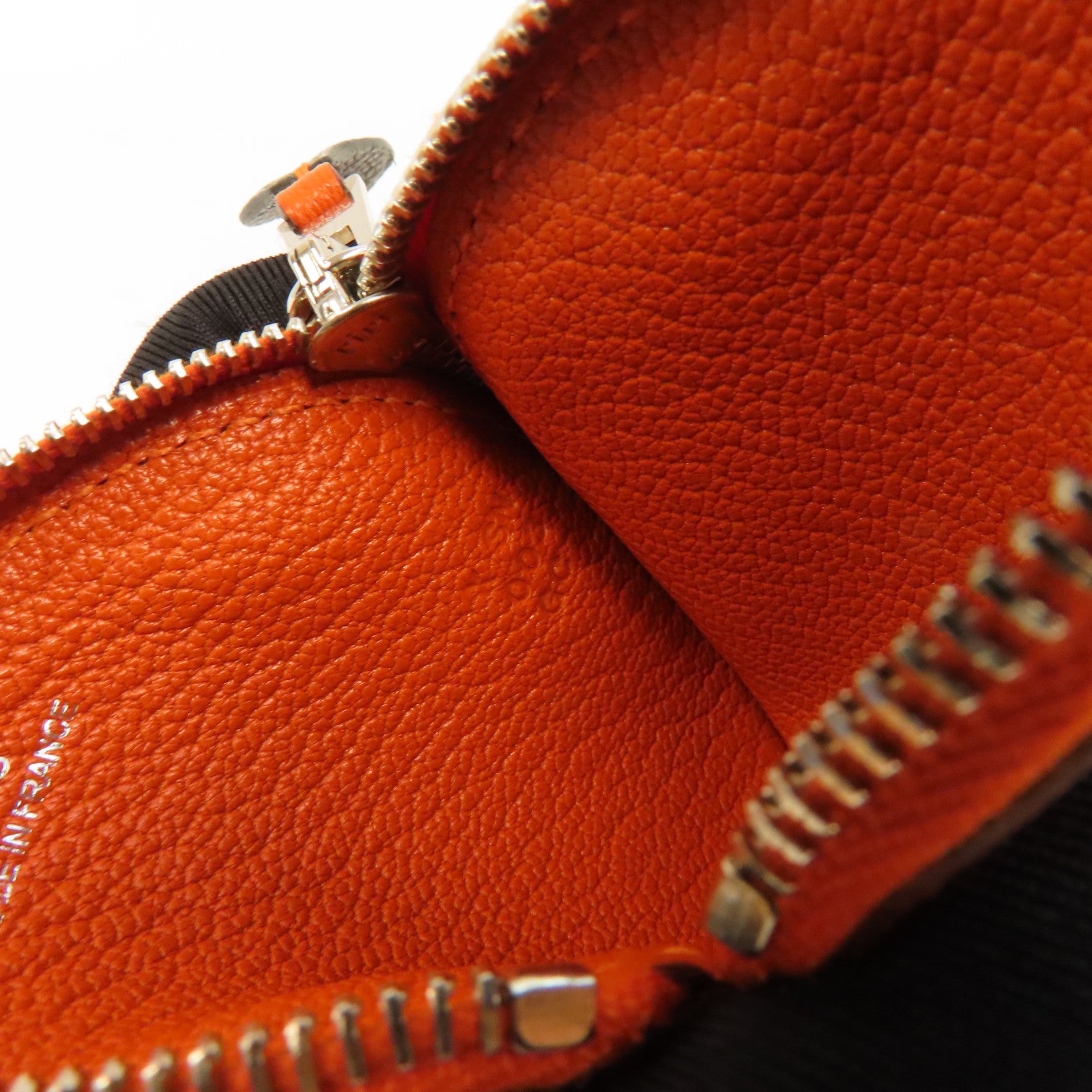 HERMES Chevre皮革Tutti Frutti銀扣零錢包Orange/橙色