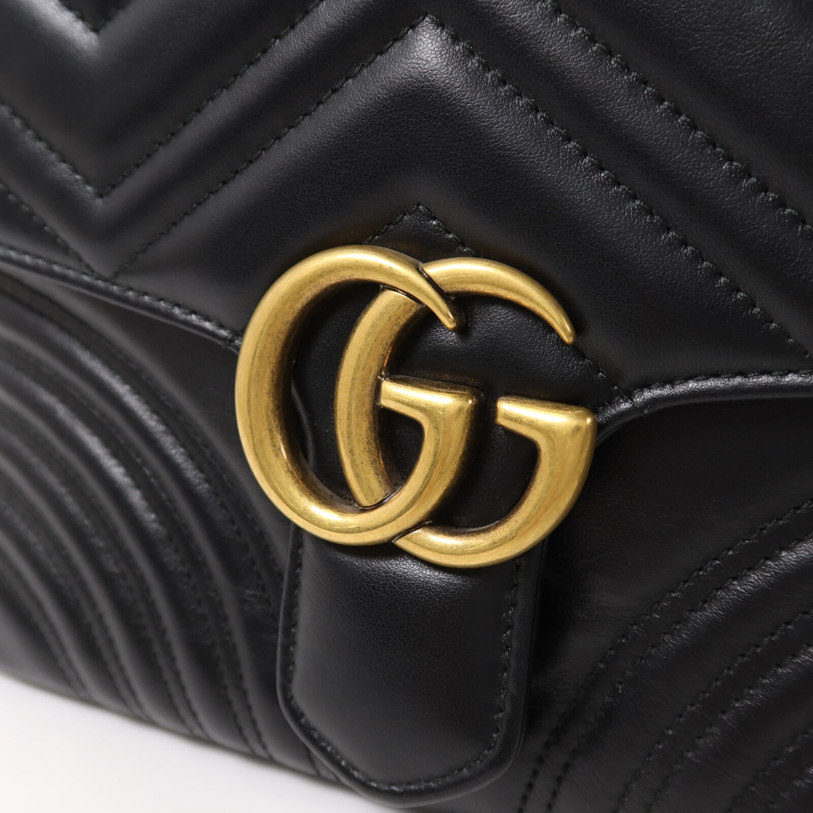 GUCCI 牛皮皮革GG Marmont鏈帶手挽肩背兩用袋