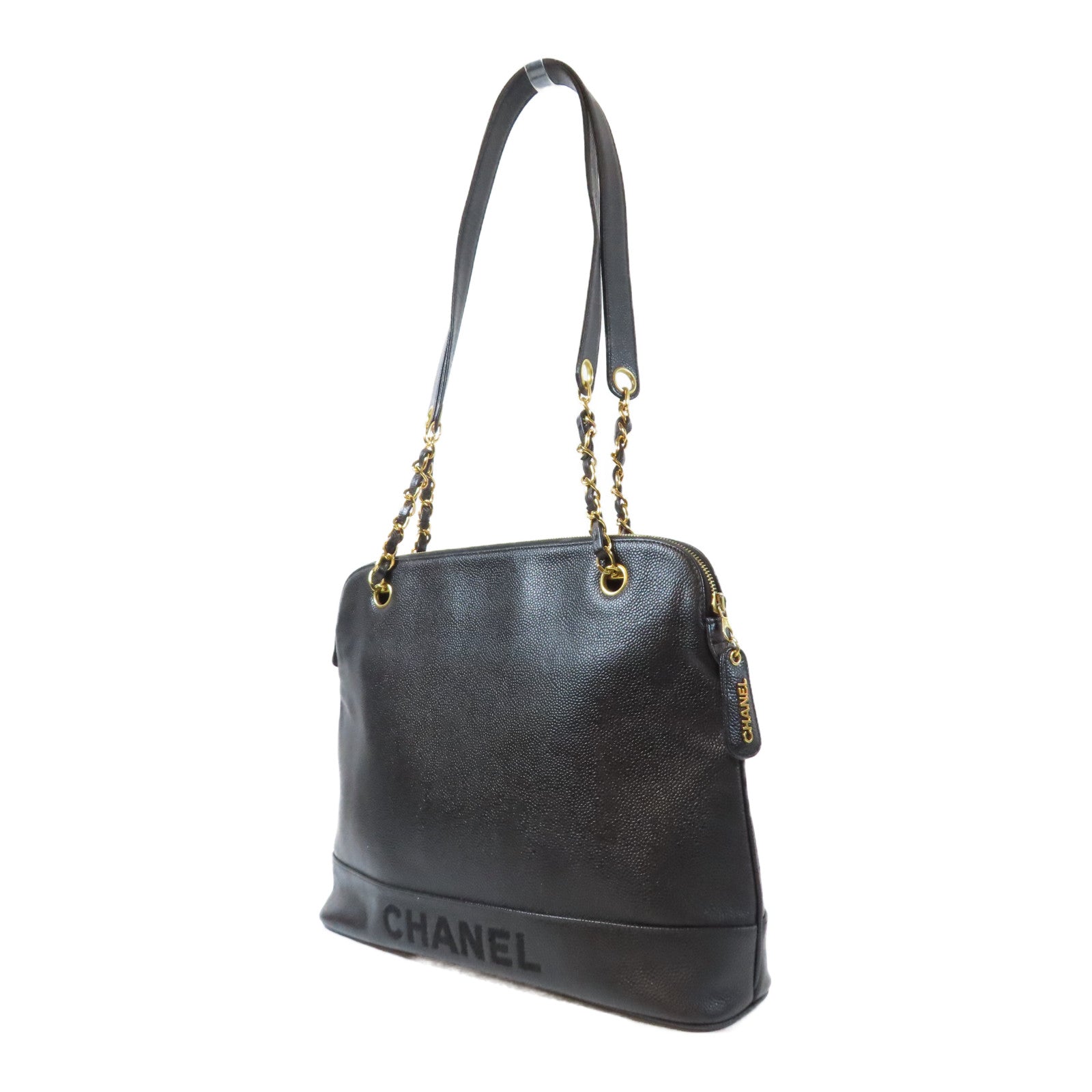 CHANEL 【激減優惠】牛皮皮革Vintage Tote Bag金扣鏈帶肩背袋黑色