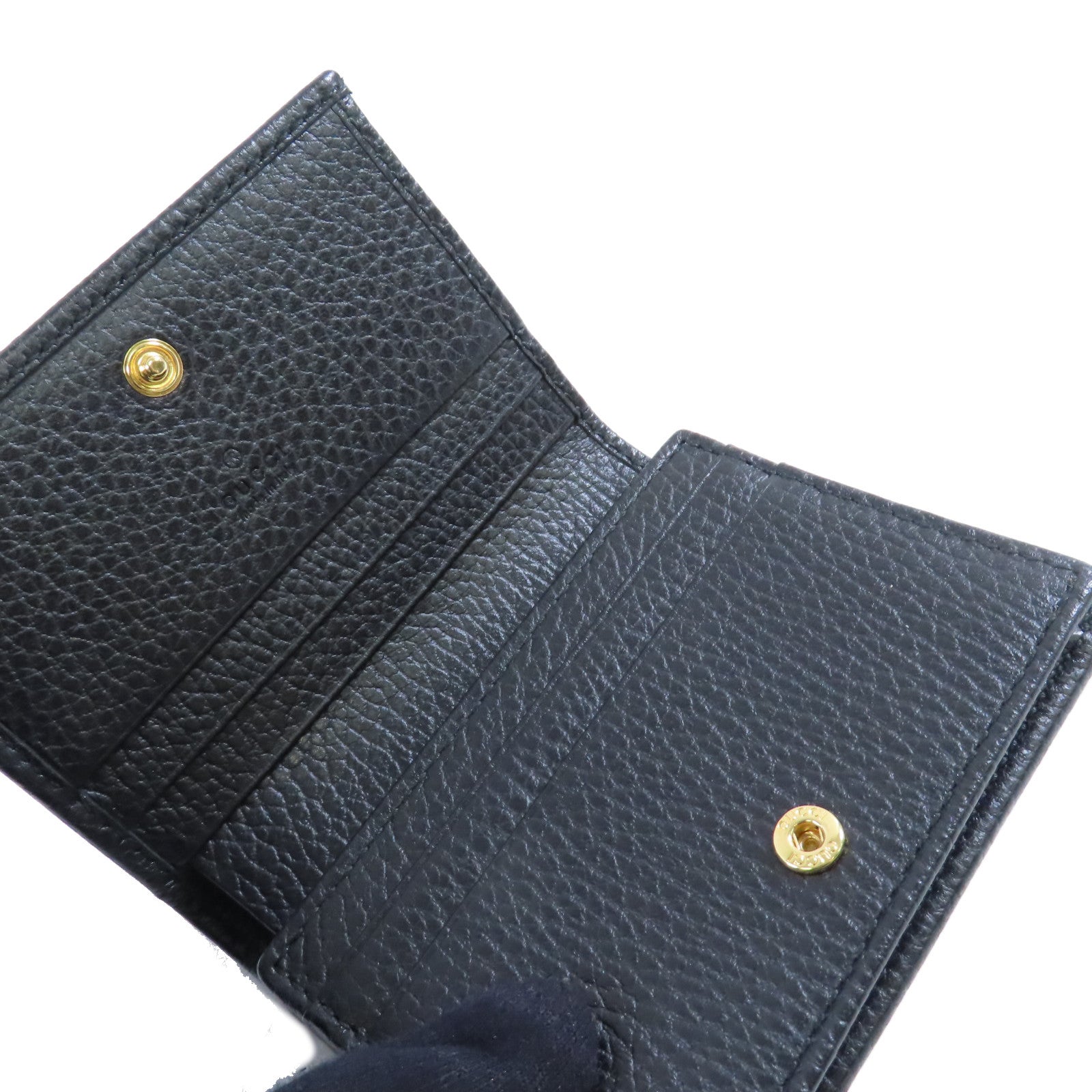 GUCCI 牛皮皮革GG Marmot Wallet金扣短錢包黑色