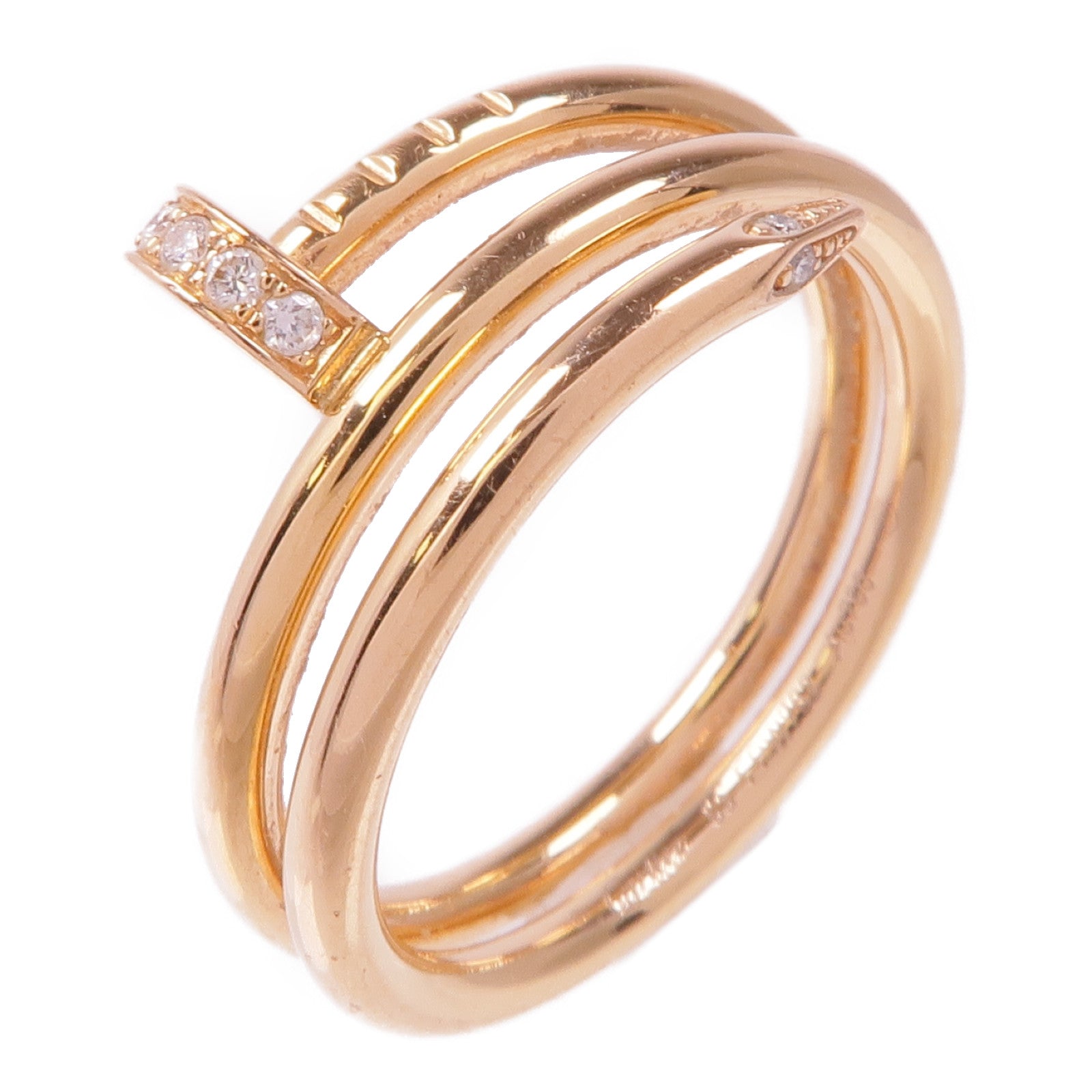 CARTIER 18K玫瑰金Juste un Clou Double鑽石戒指Cartier#53/US#6.5