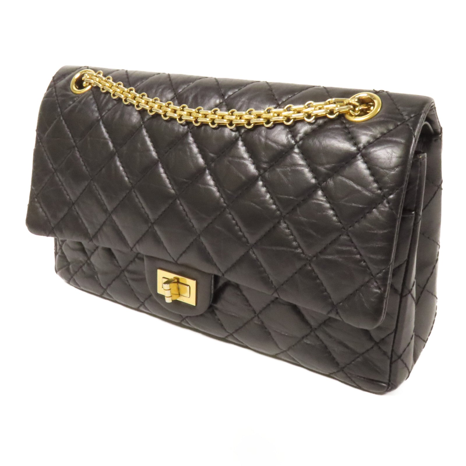 CHANEL 牛皮皮革2.55金扣鏈帶肩背袋