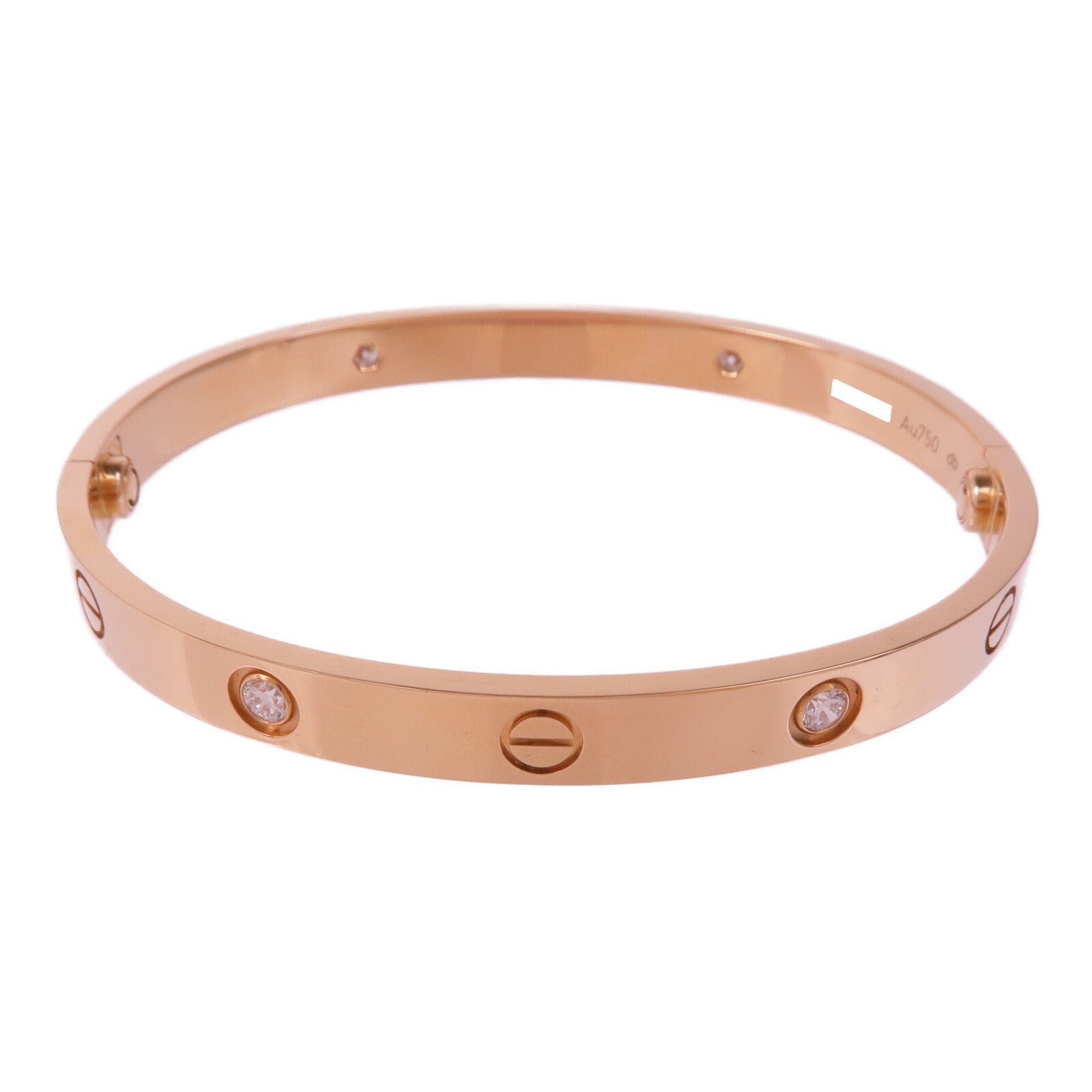 CARTIER 18K玫瑰金Love Bracelet 4 Diamonds鑽石手鐲Cartier#18