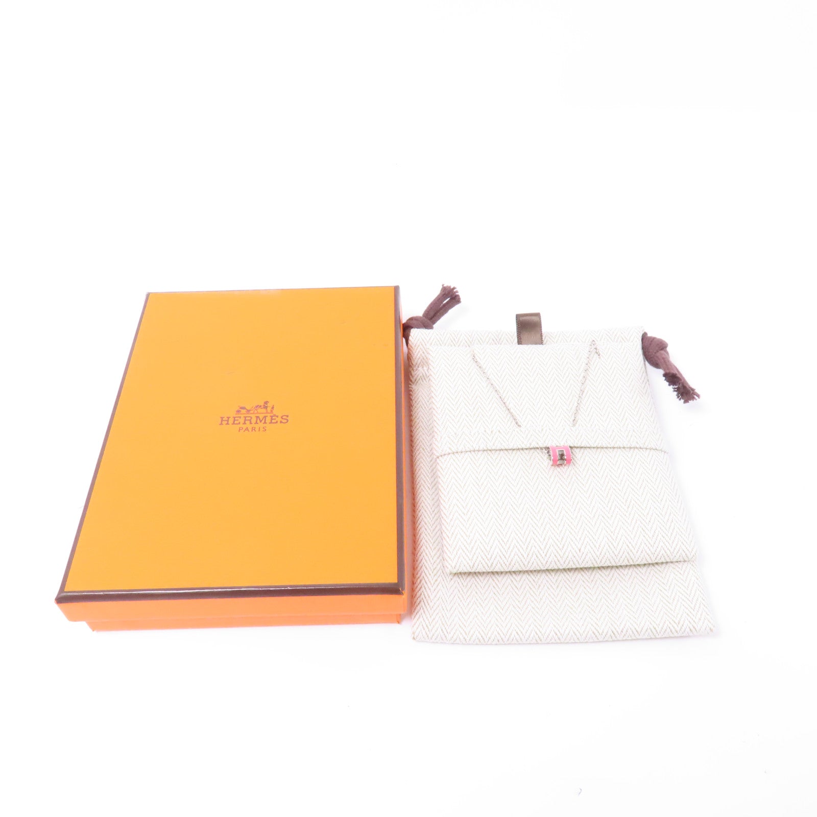 HERMES 金屬Mini Pop H Necklace項鍊粉紅色/銀色