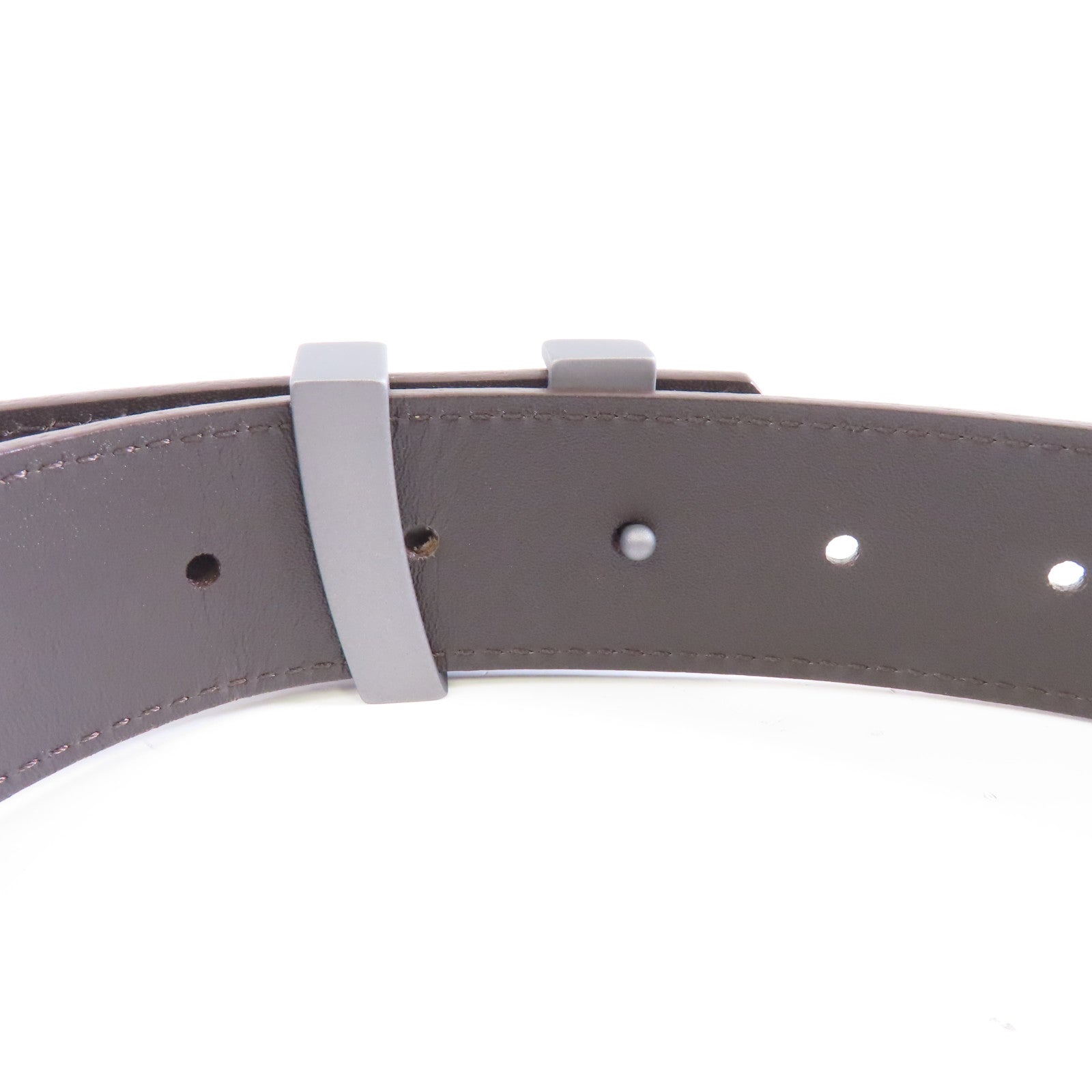 LOUIS VUITTON Taiga Belt 85cm 銀扣灰色