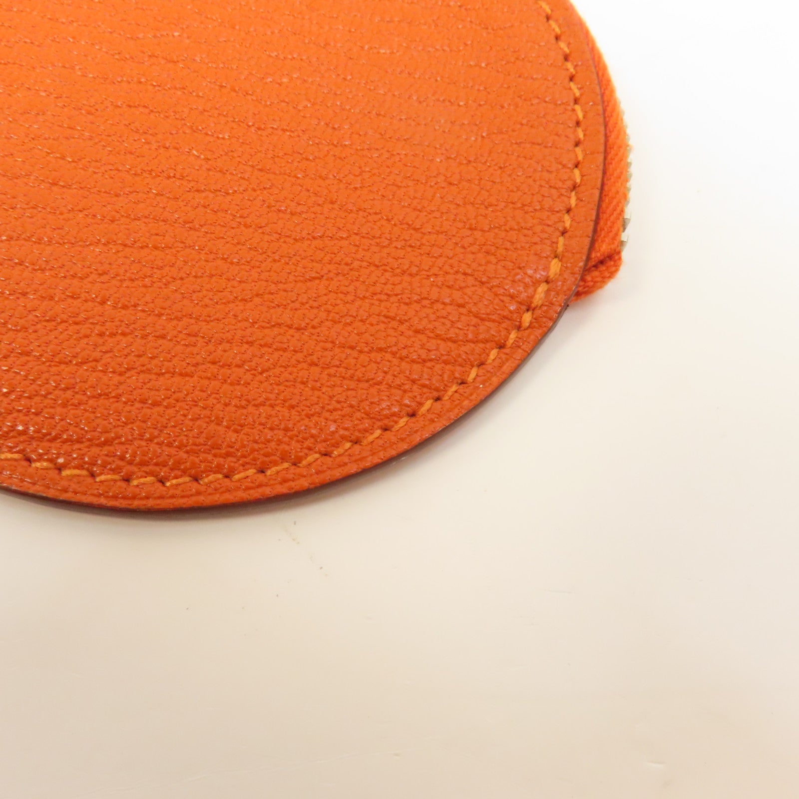HERMES Chevre皮革Tutti Frutti銀扣零錢包Orange/橙色