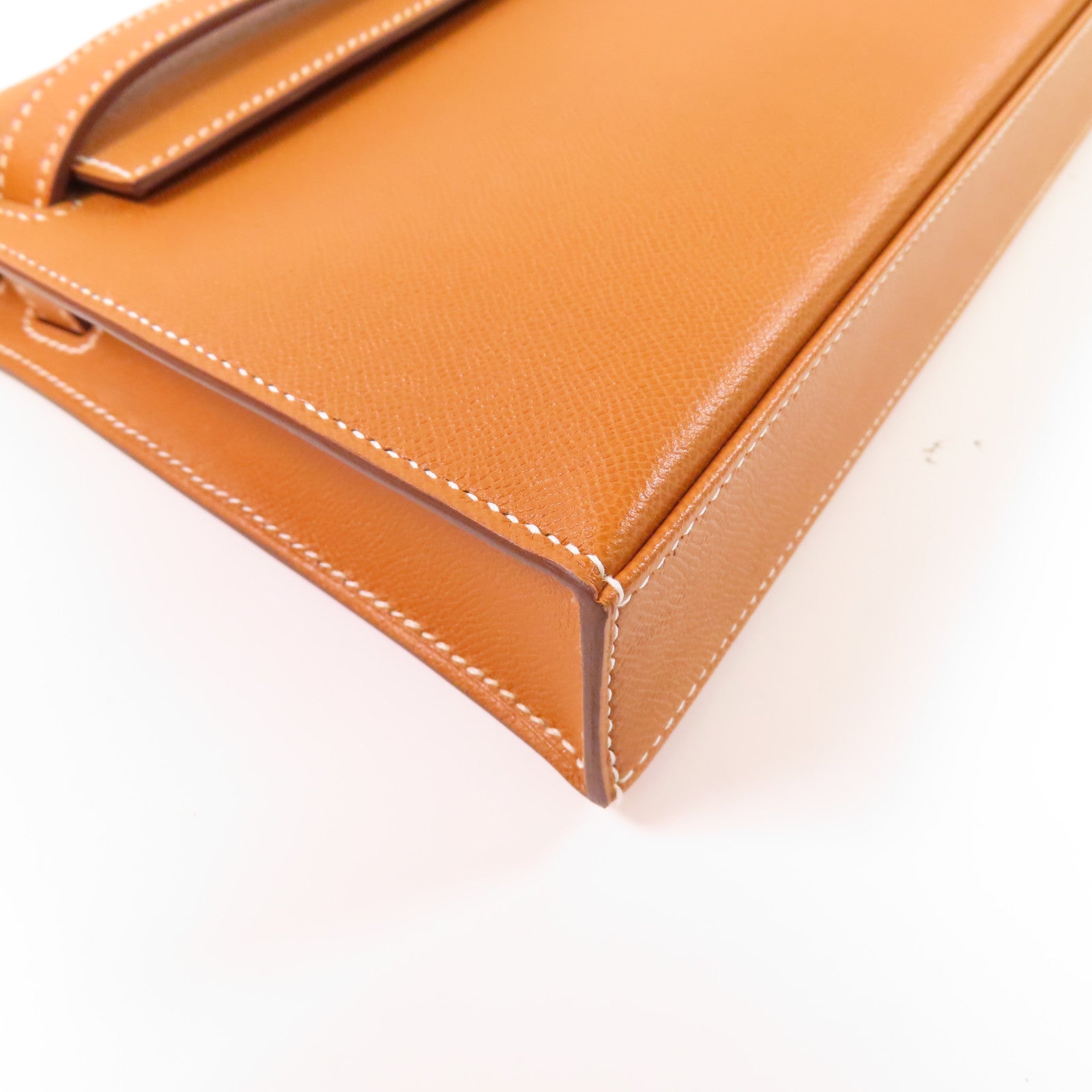 HERMES Madame皮革Kelly Elan銀扣肩背袋Gold