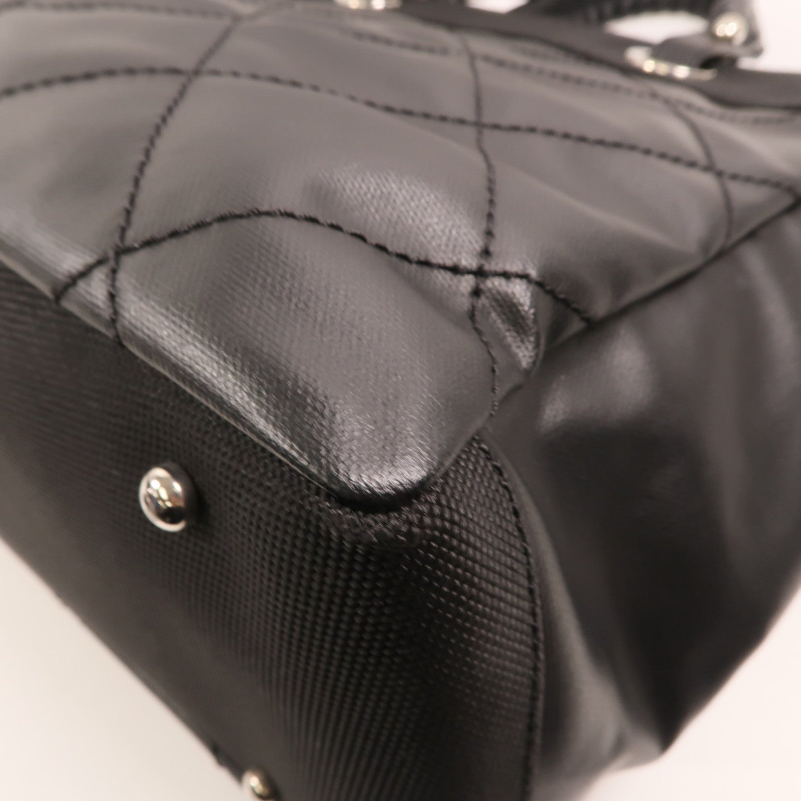 CHANEL 尼龍/帆布Tote Bag銀扣手挽袋