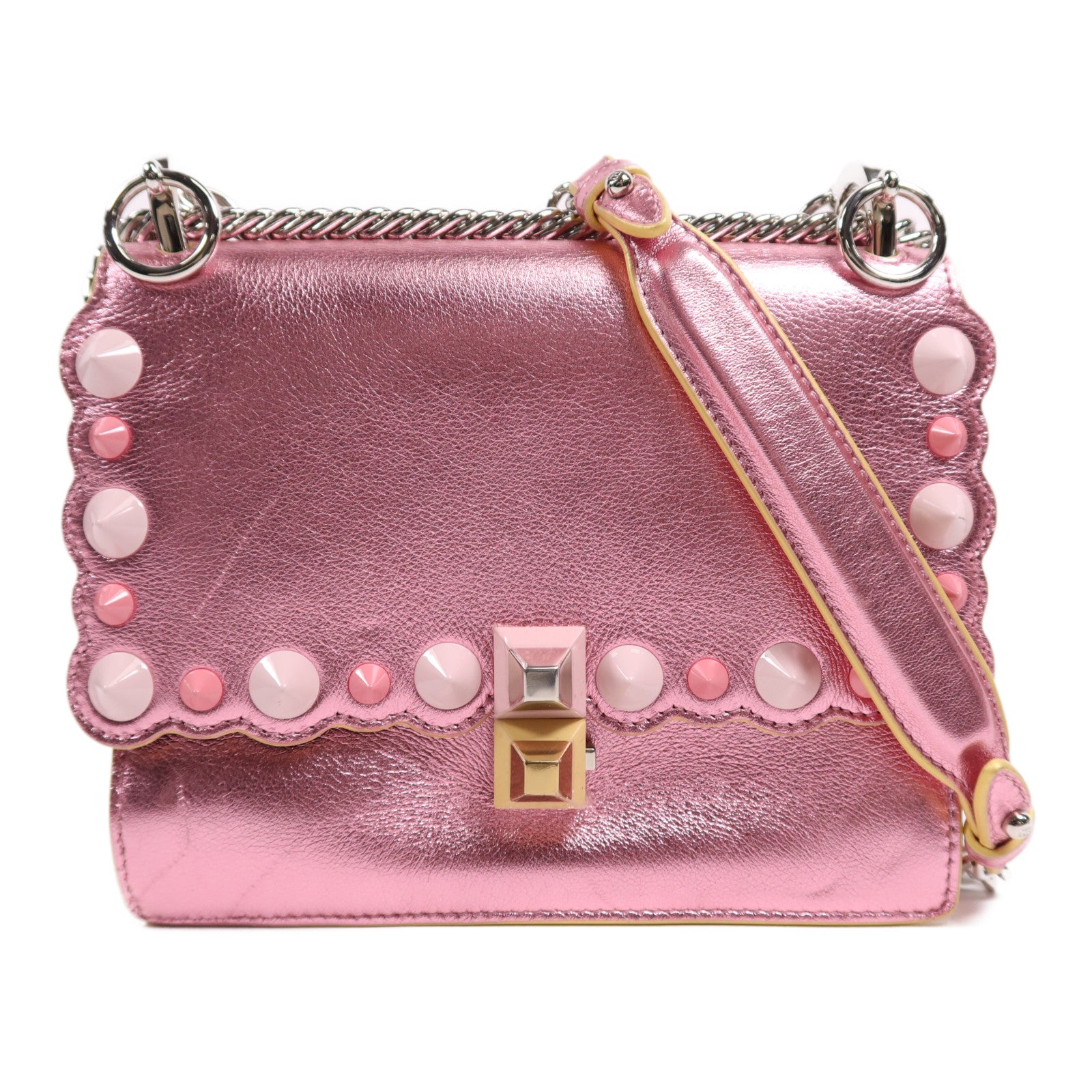 FENDI 【激減優惠】牛皮皮革Ken I銀扣鏈帶肩背袋