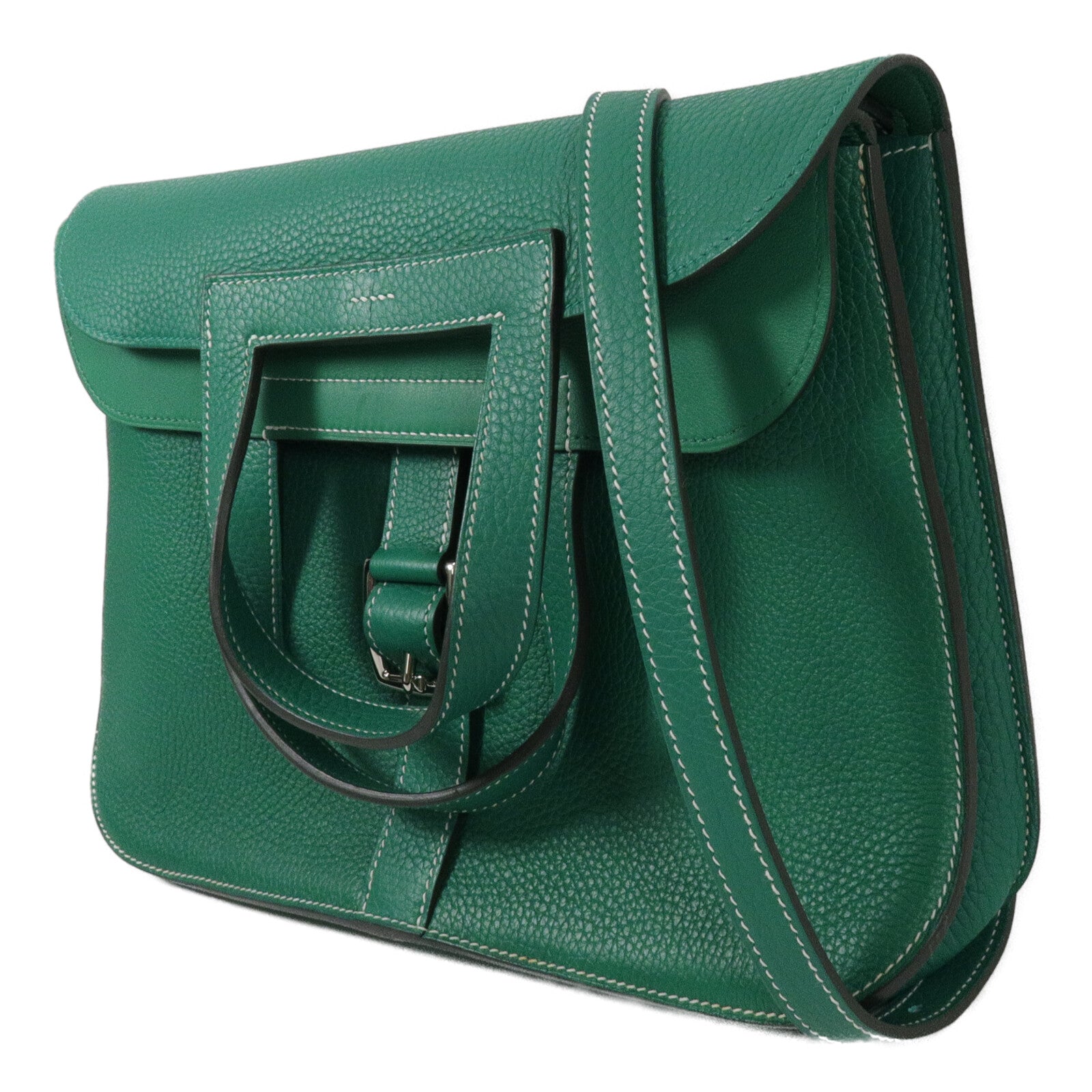 HERMES Clemence皮革Halzan 31手挽肩背兩用袋Menthe