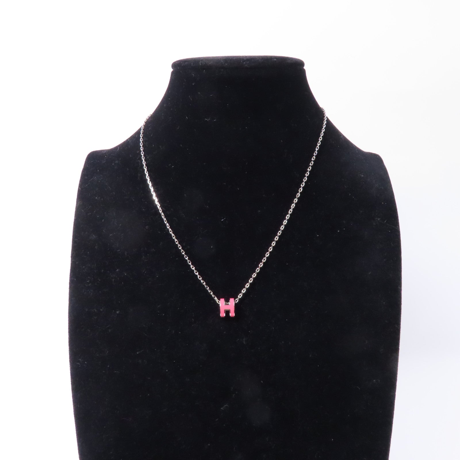HERMES 金屬Mini Pop H Necklace項鍊粉紅色/銀色