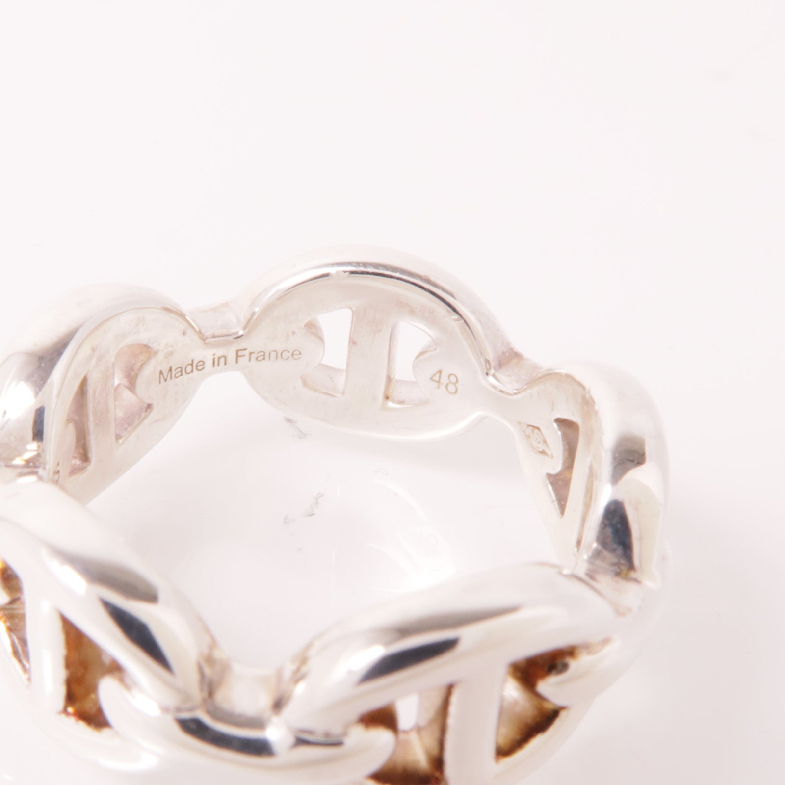 HERMES 925純銀Chaine d'ancre Enchainee Ring戒指US#4.5