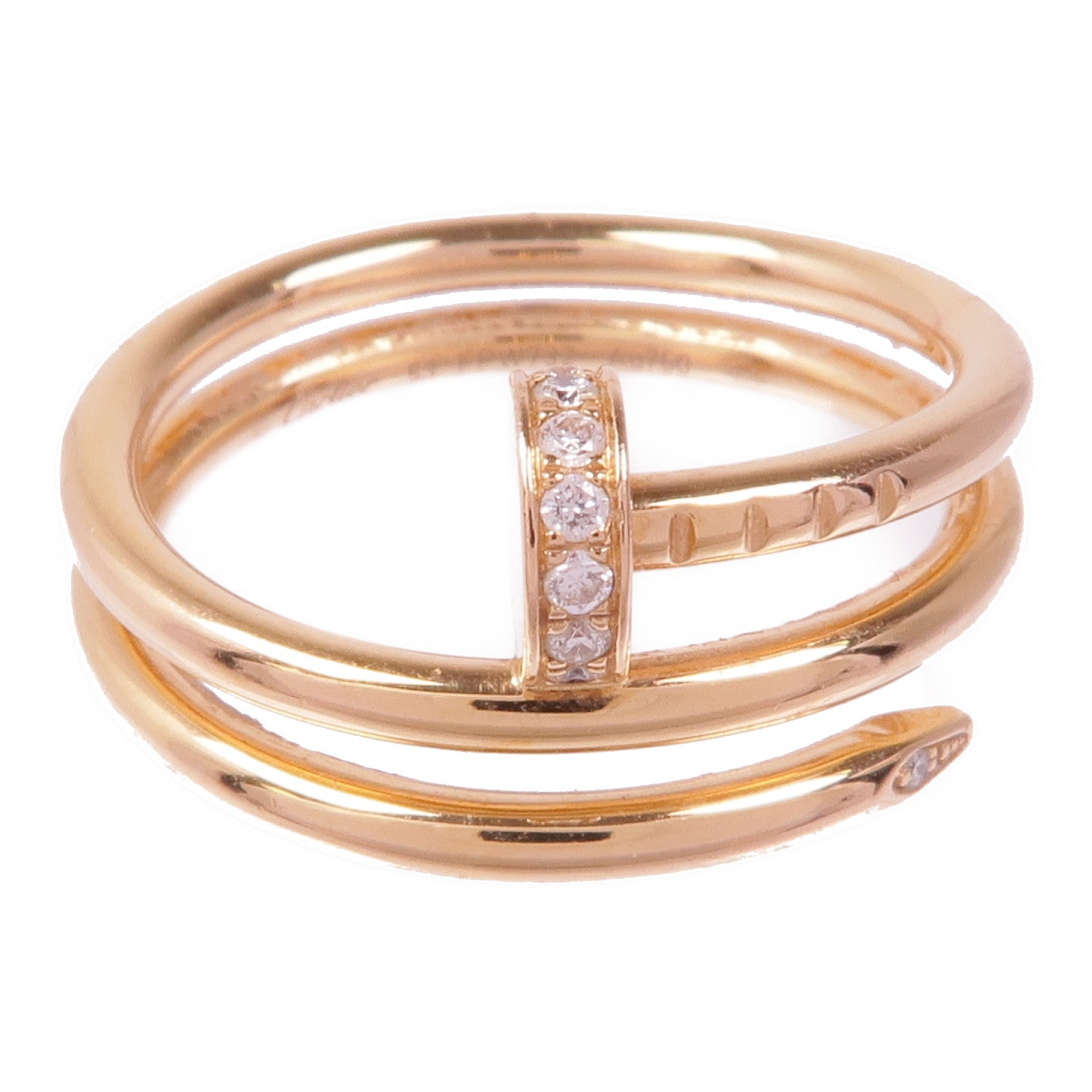 CARTIER 18K玫瑰金Juste un Clou Double鑽石戒指Cartier#53/US#6.5