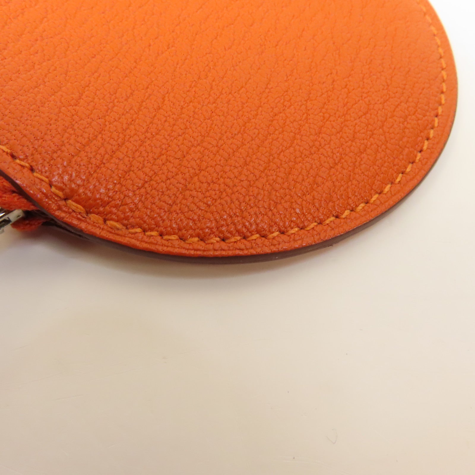 HERMES Chevre皮革Tutti Frutti銀扣零錢包Orange/橙色